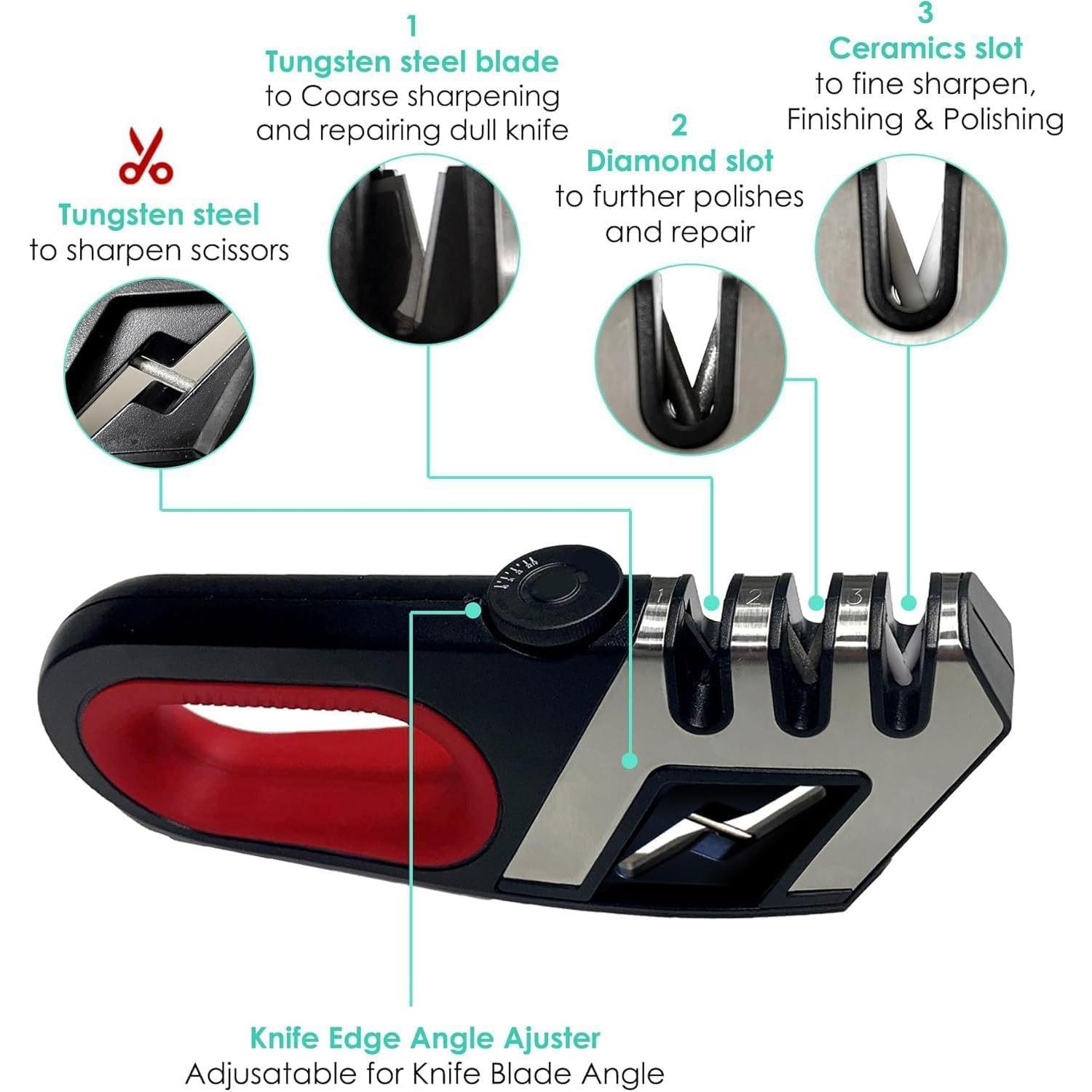 Afilador de cuchillos MyHome 101 3 etapas ajustable rojo