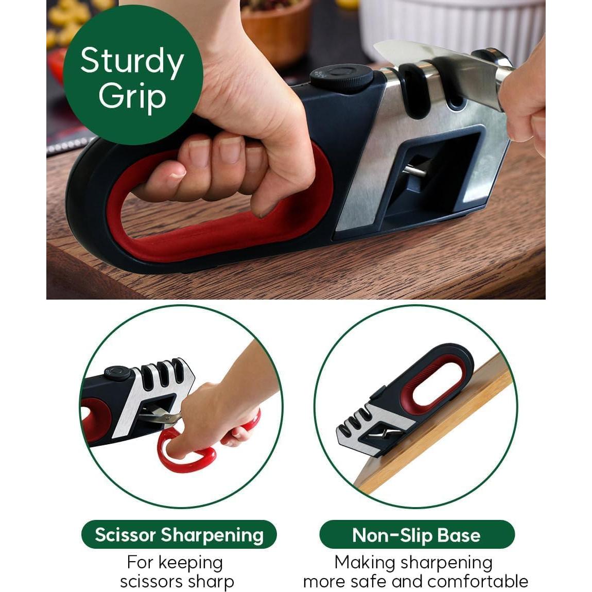 Afilador de cuchillos MyHome 101 3 etapas ajustable rojo