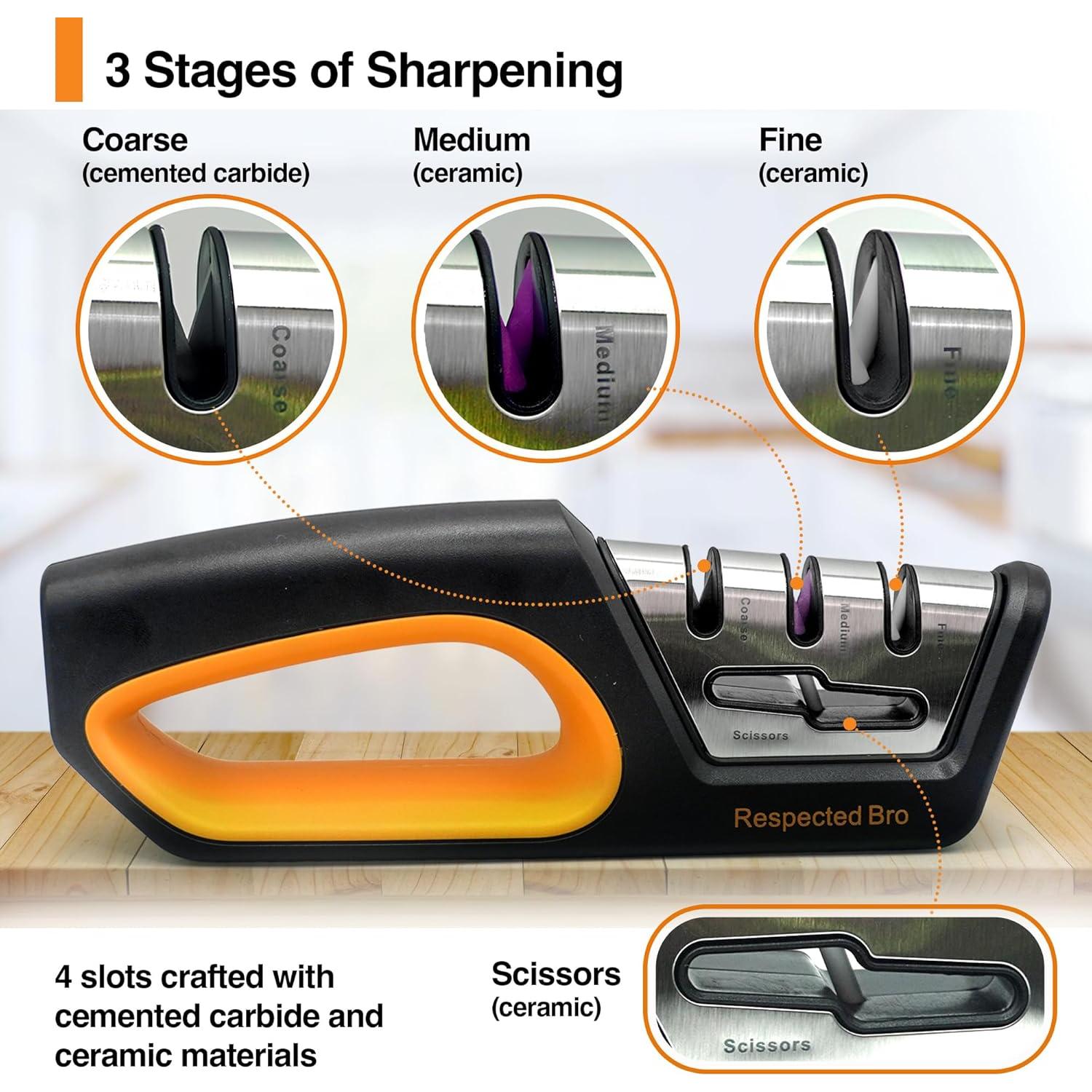 Afilador de cuchillos y tijeras RESPECTED BRO 4 en 1