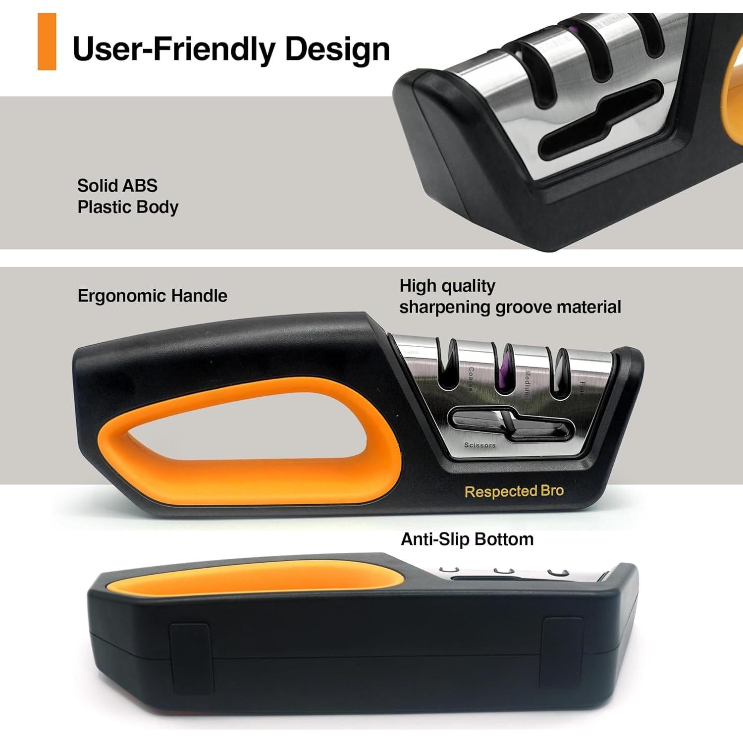Afilador de cuchillos y tijeras RESPECTED BRO 4 en 1