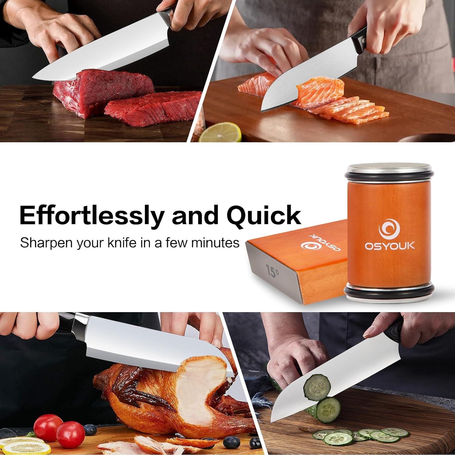 Afilador de cuchillos Osyouk con ángulos magnéticos 15° y 20°