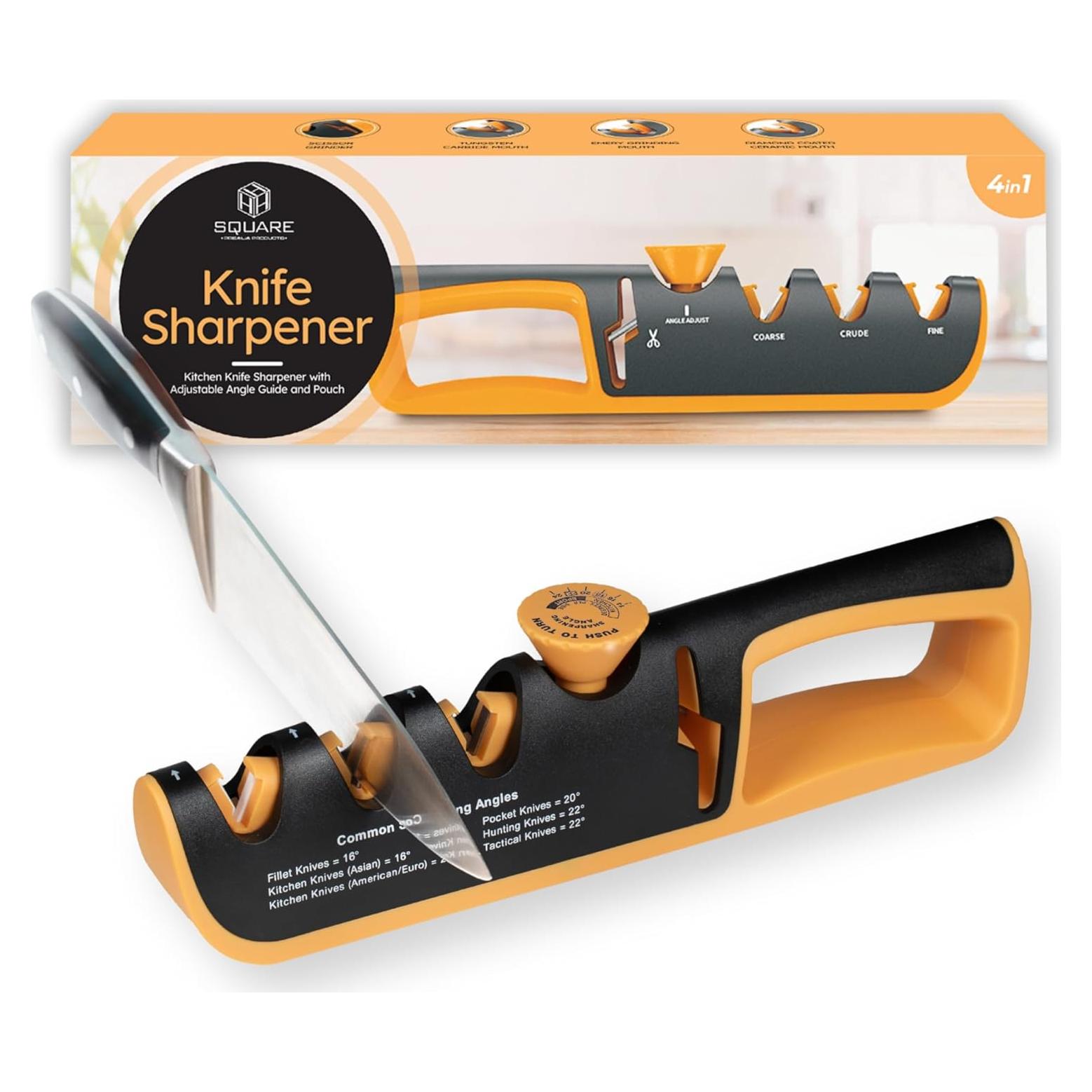 Afilador de cuchillos HSQUARE 4 en 1 con guía ajustable