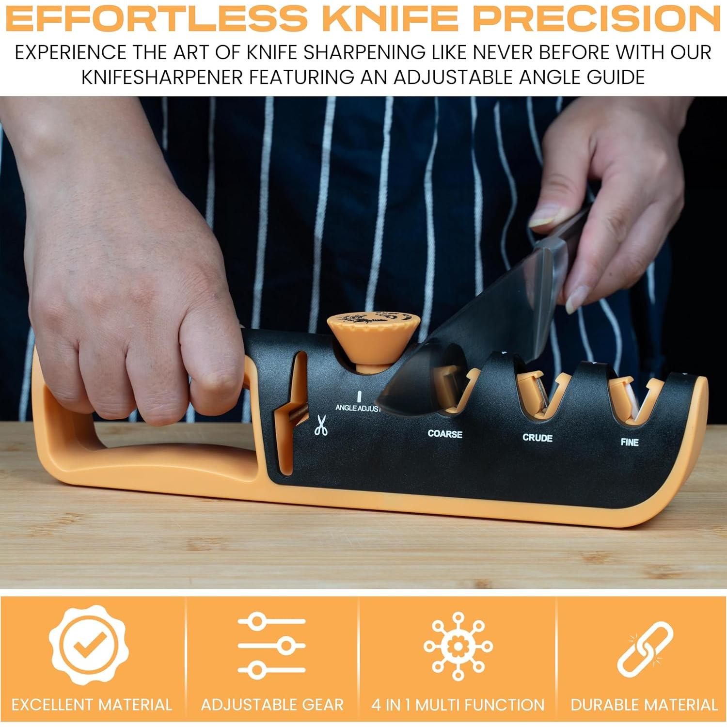 Afilador de cuchillos HSQUARE 4 en 1 con guía ajustable