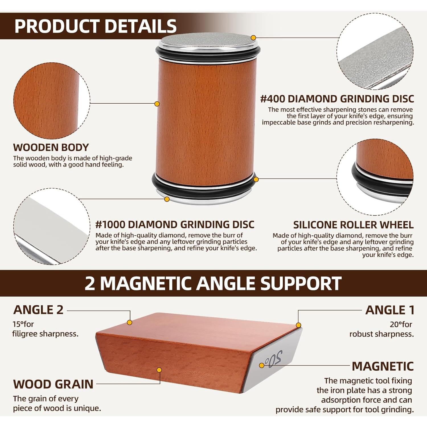 Afilador de cuchillos rodante Ailanxin con diamante 15° 20°