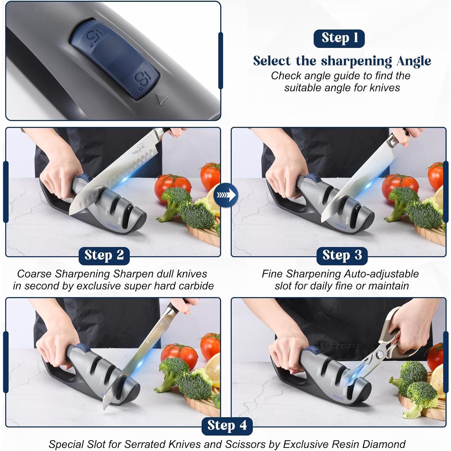 Afilador de cuchillos Gusneck ajustable 5 ángulos portátil