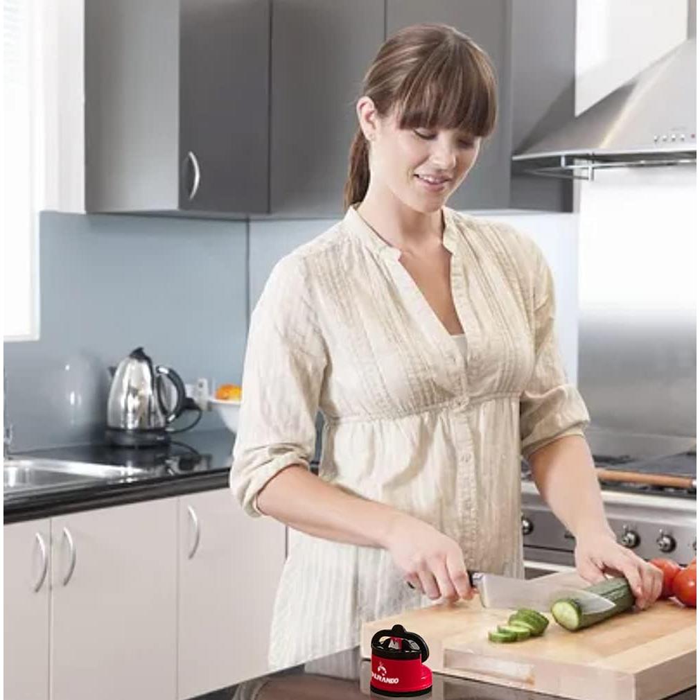 Afilador de cuchillos Flying Deer con base de succión rojo