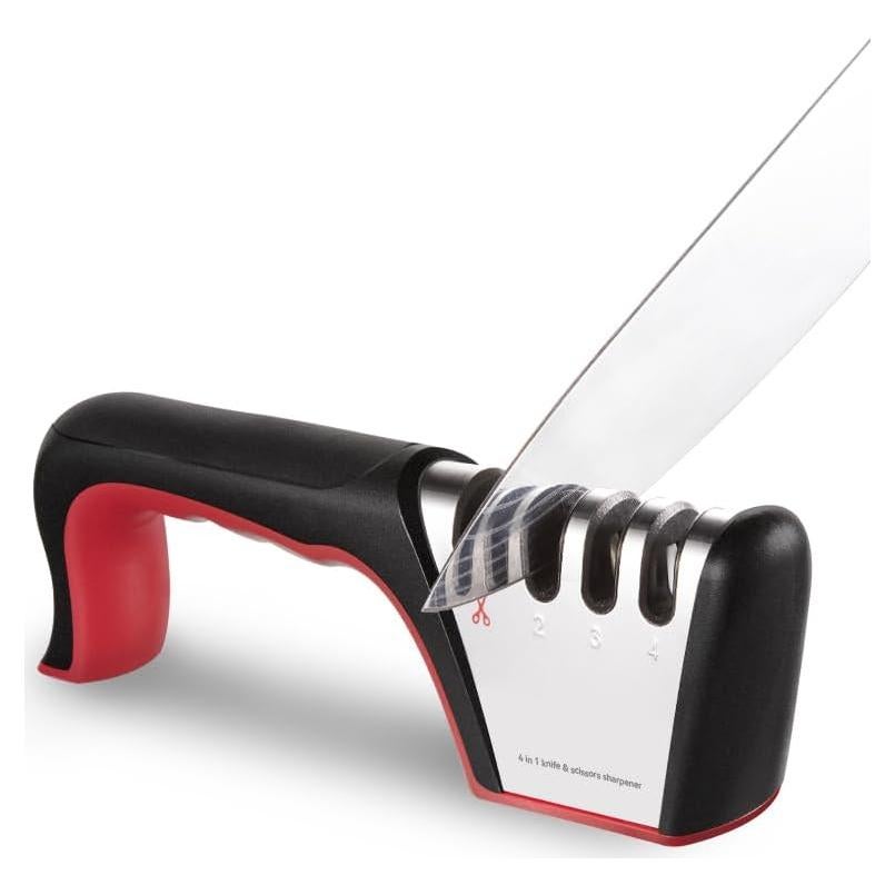 Afilador de cuchillos 4-en-1 Brigii SST01, negro y rojo