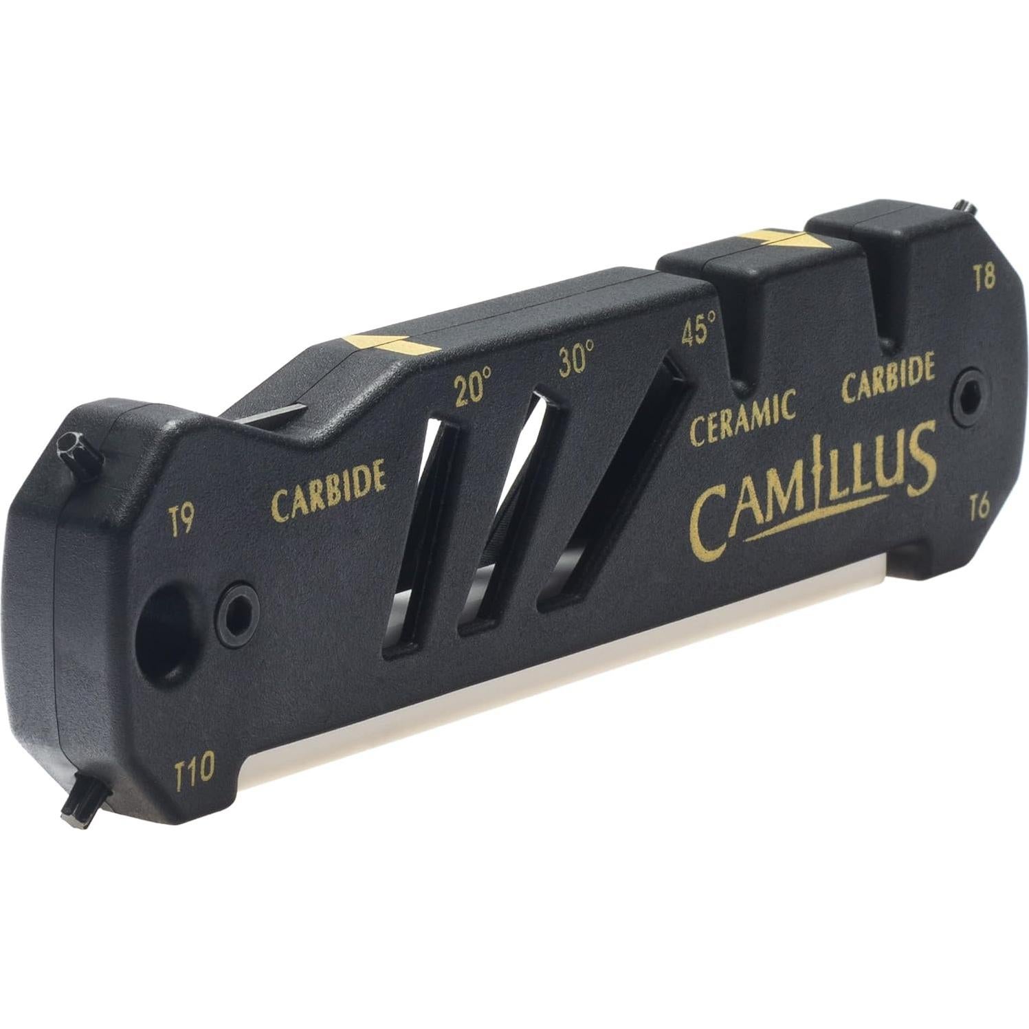 CAMILLUS GLIDE Compact Durable Easy-to-Use V-Notch Ceramic Carbide Multi-Angle Multitool Sharpener for Knives, Axes, Shears & Hooks
