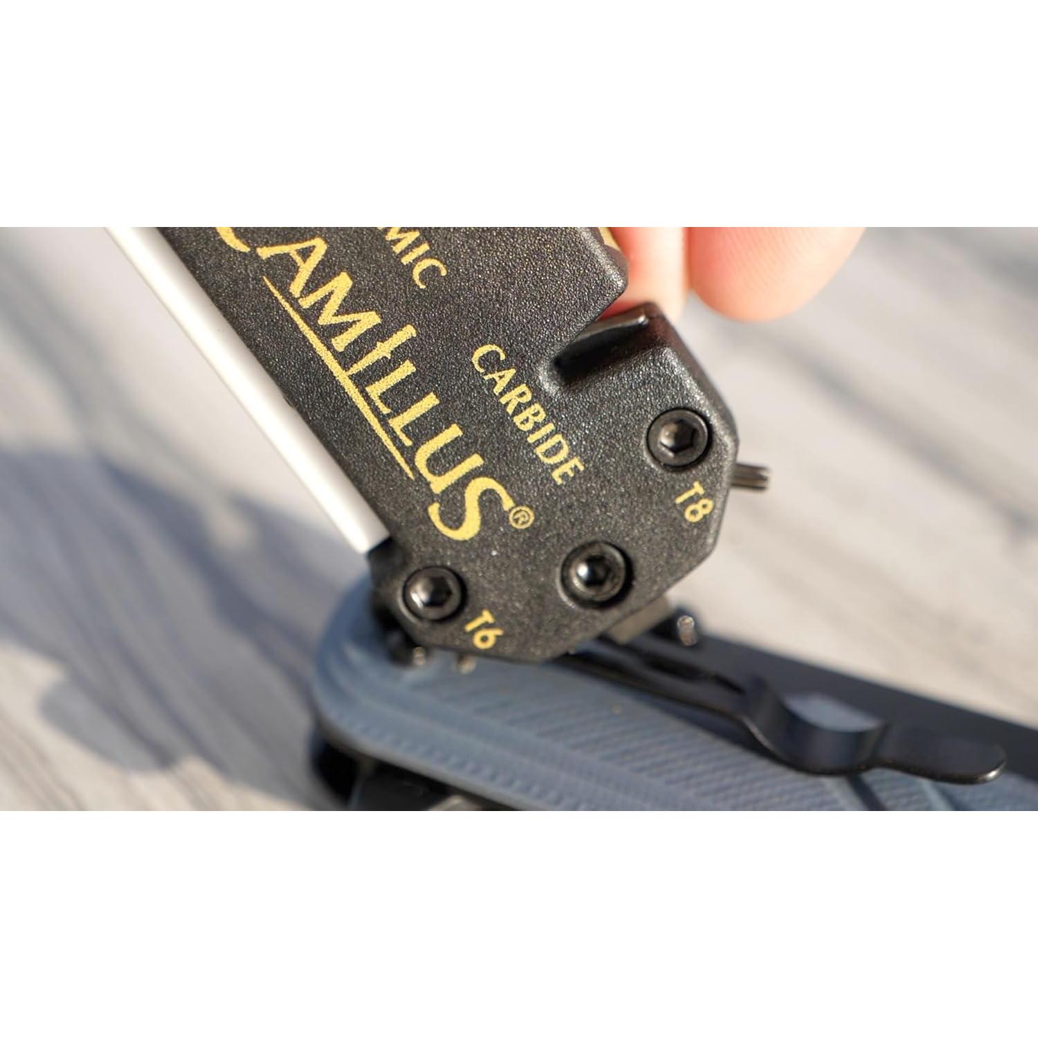 CAMILLUS GLIDE Compact Durable Easy-to-Use V-Notch Ceramic Carbide Multi-Angle Multitool Sharpener for Knives, Axes, Shears & Hooks