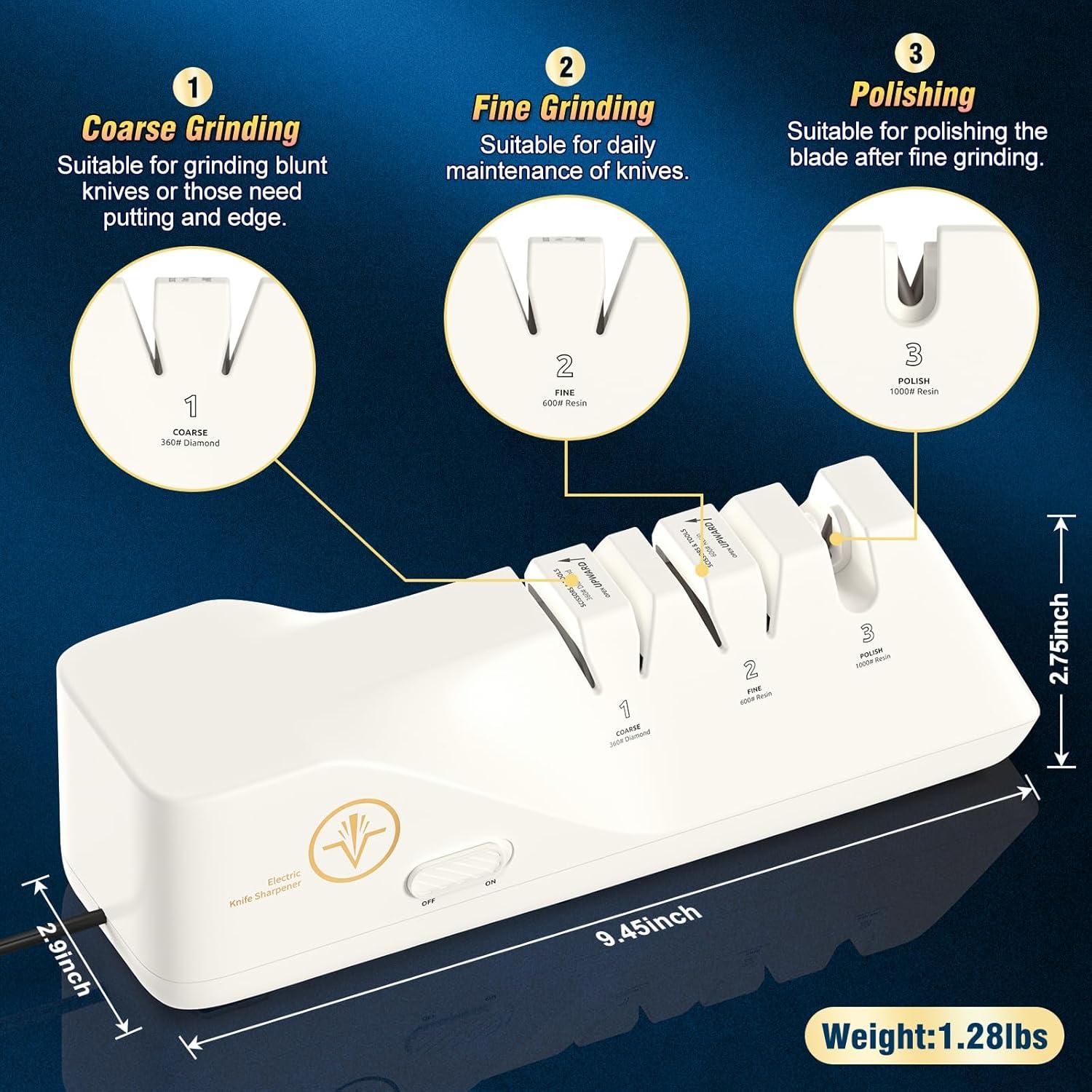 Afilador de cuchillos eléctrico Cpckstands 3 etapas diamante