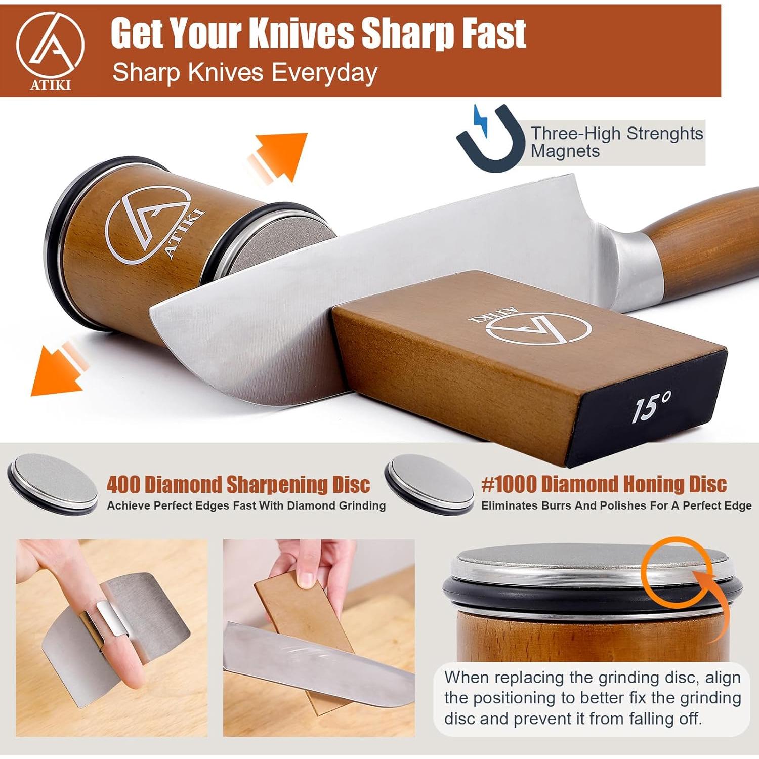 Afilador de Cuchillos Profesional Atiki 2024 - Discos de Diamante