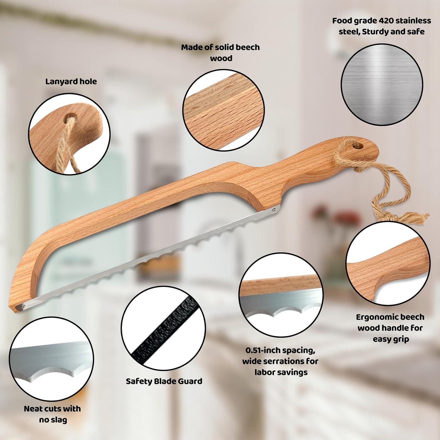 Cortador de Pan ROYOROYI BBK-001 de Madera y Acero Inoxidable