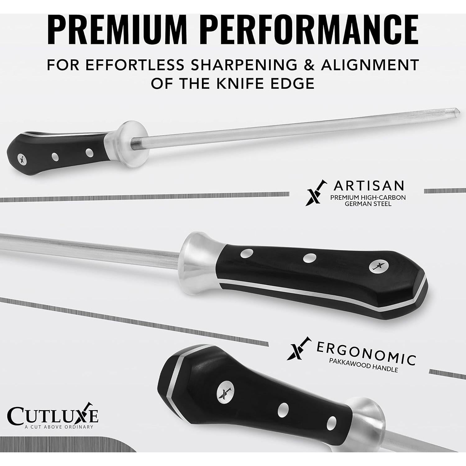 Varilla de Afilado Cutluxe 25,4 cm Acero Inoxidable Ergonómico