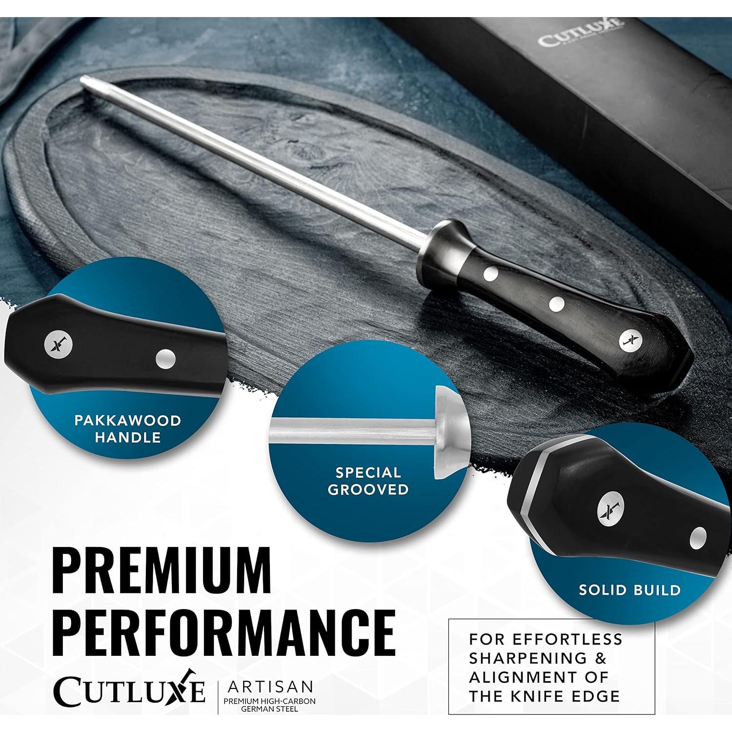 Varilla de Afilado Cutluxe 25,4 cm Acero Inoxidable Ergonómico