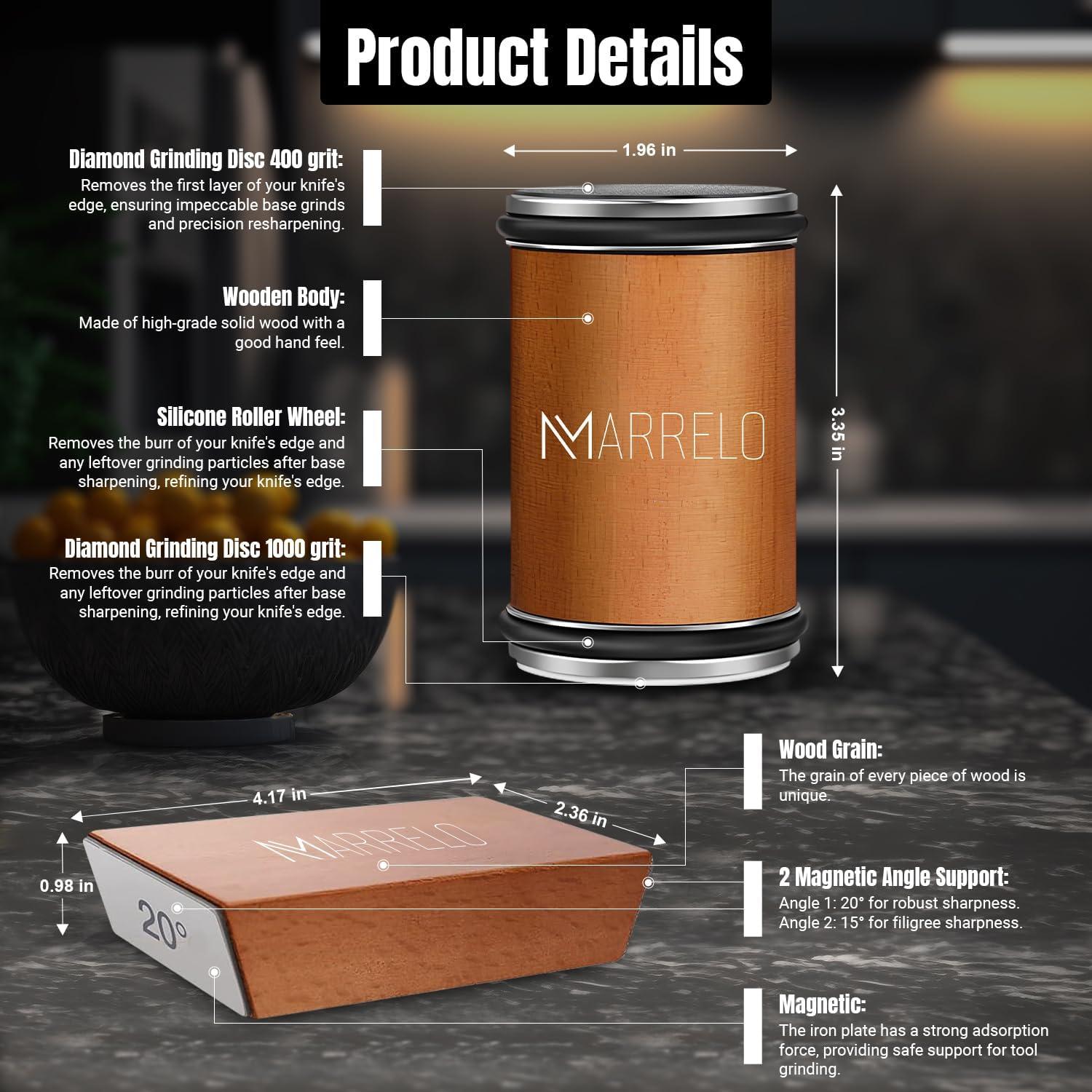 Afilador de cuchillos Marrelo rodante con discos de diamante