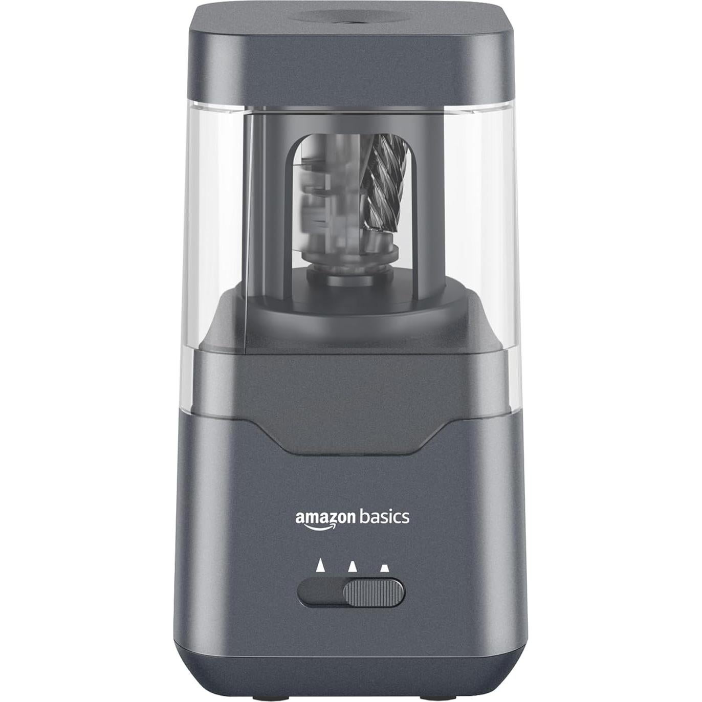 Afilador de lápices eléctrico Amazon Basics, automático, portátil