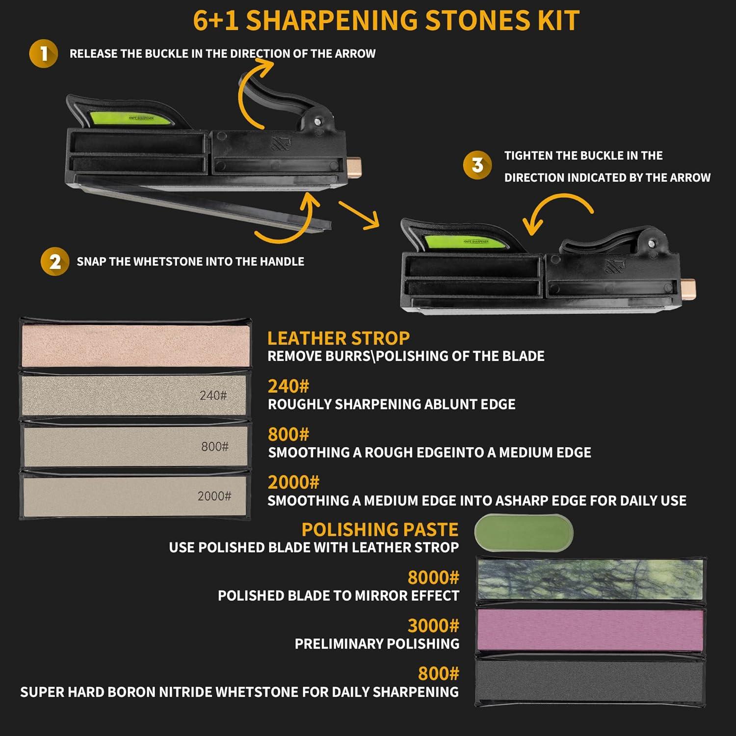 Afilador de Cuchillos CWOVRS 2 en 1 con Piedras y Kit