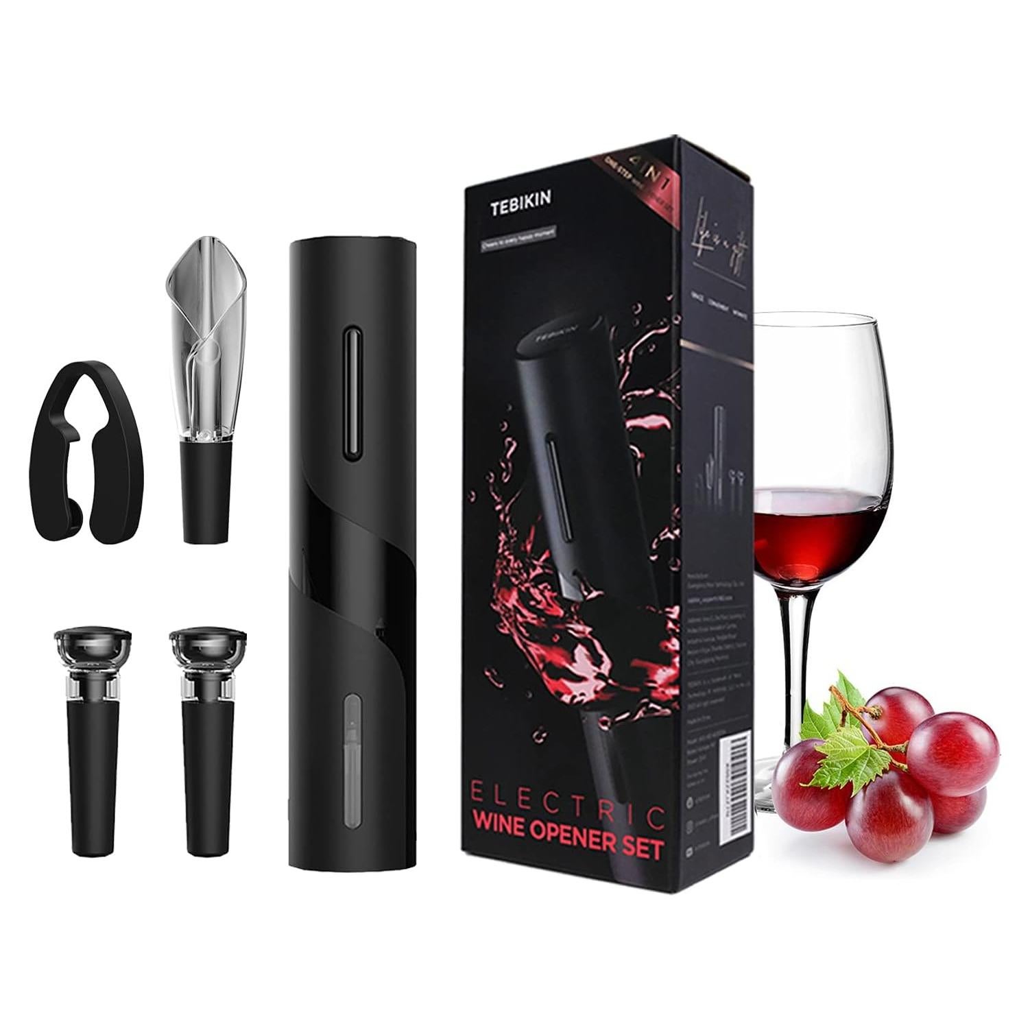 Abridor de Vino Eléctrico TEBIKIN con Accesorios y Aerador