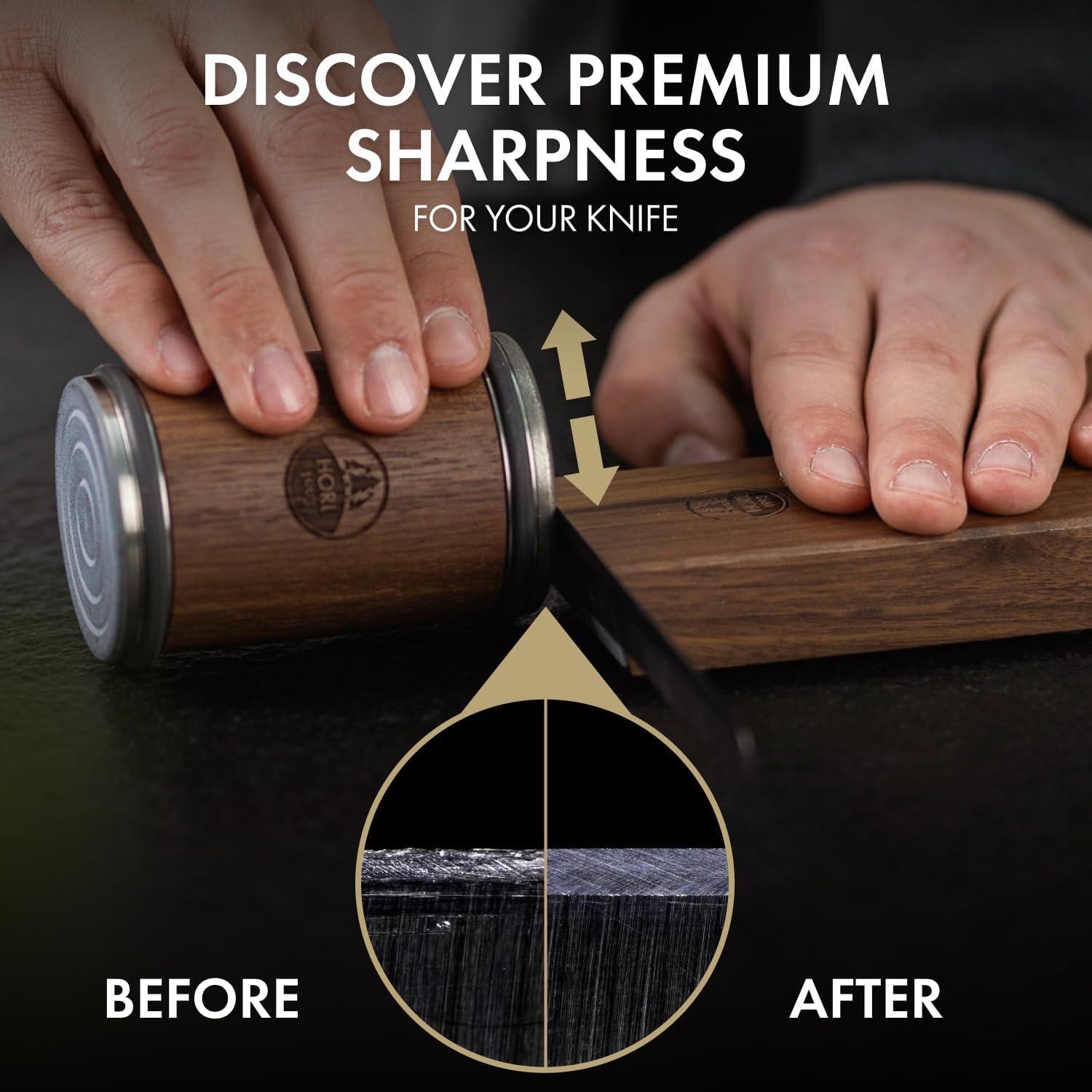 Afilador de cuchillos HORL 2 de nogal - Afilado preciso