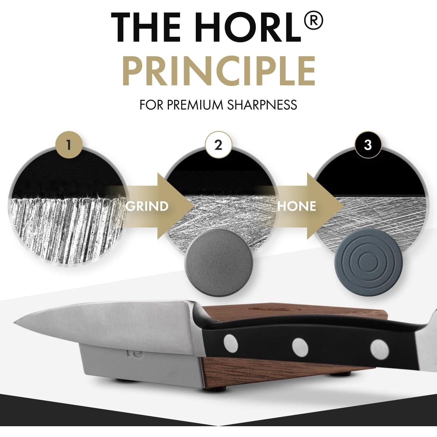 Afilador de cuchillos HORL 2 de nogal - Afilado preciso