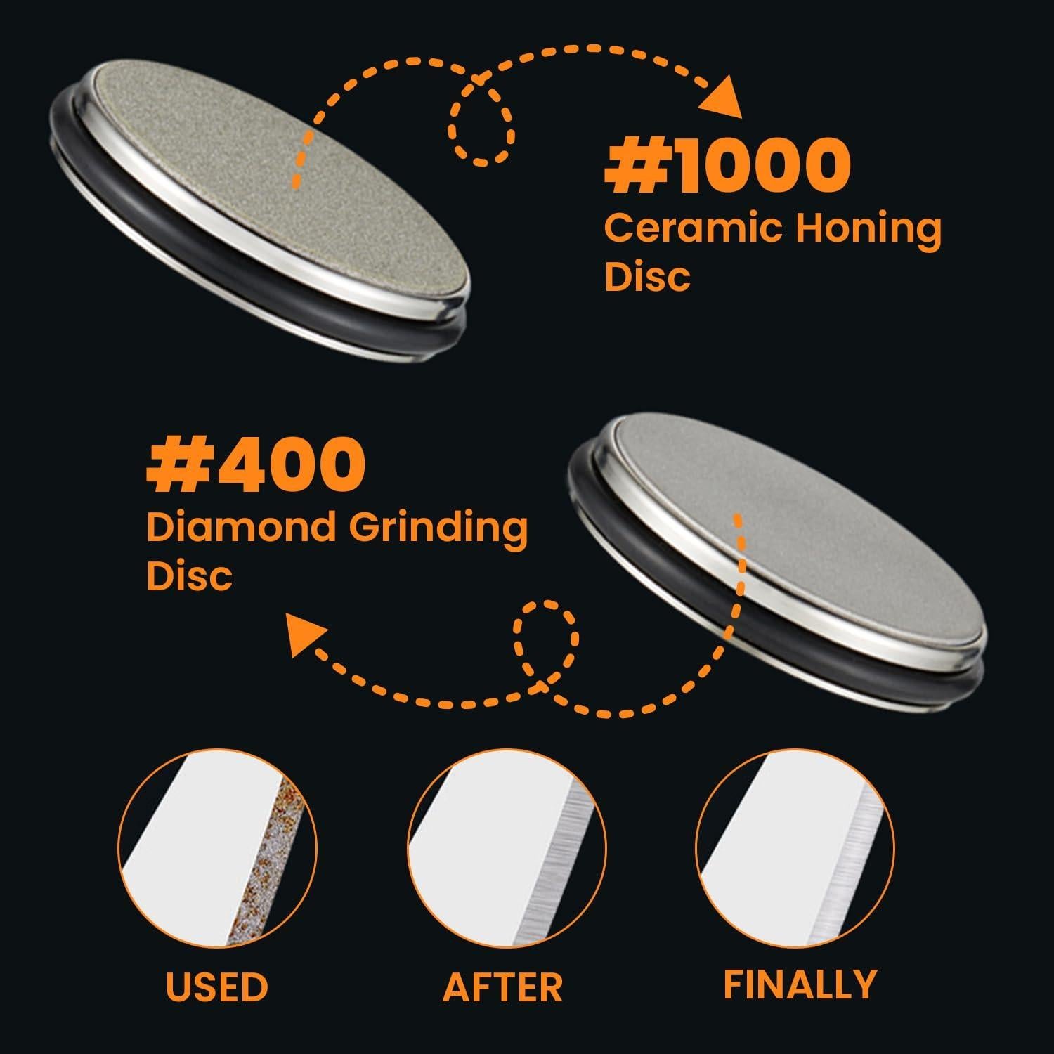 Rolling Knife Sharpener - Knife Sharpening Made Easy - Knife Sharpener Tool for Kitchen Knives - 15 Degree + 20 Degree Sharpening - Black