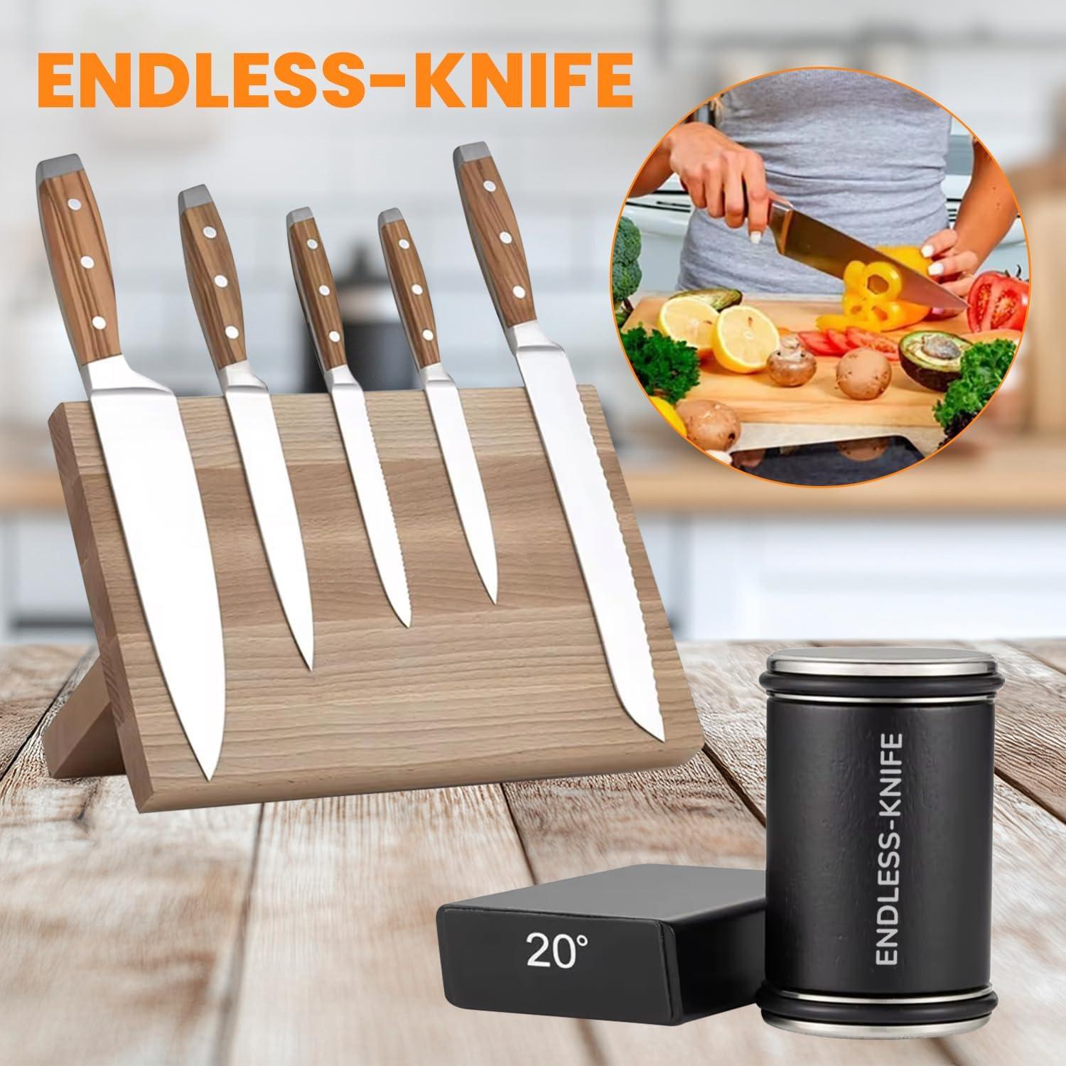 Rolling Knife Sharpener - Knife Sharpening Made Easy - Knife Sharpener Tool for Kitchen Knives - 15 Degree + 20 Degree Sharpening - Black