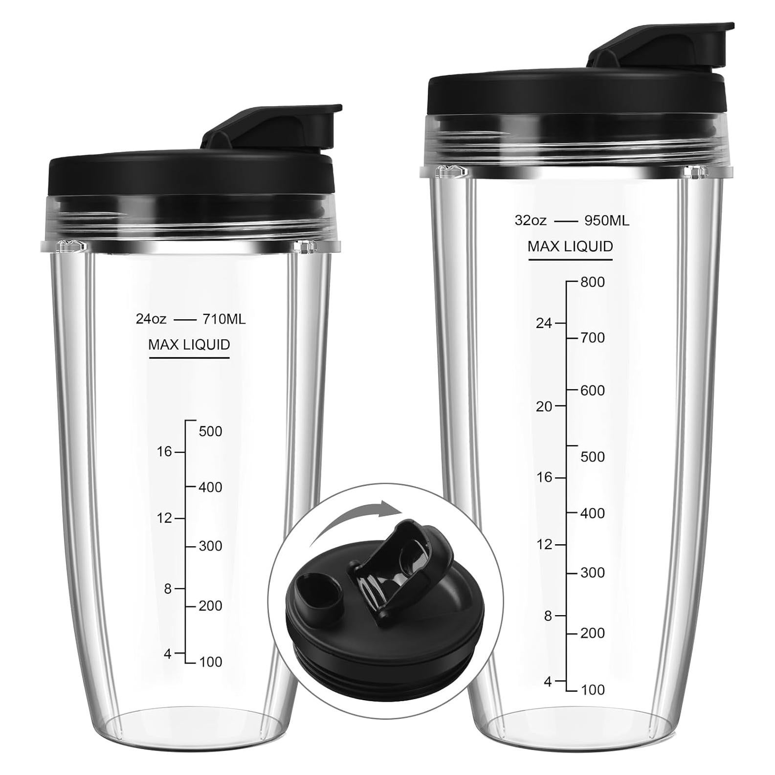 Tazas de Licuadora Ninja 24oz y 32oz con Tapas Abatibles