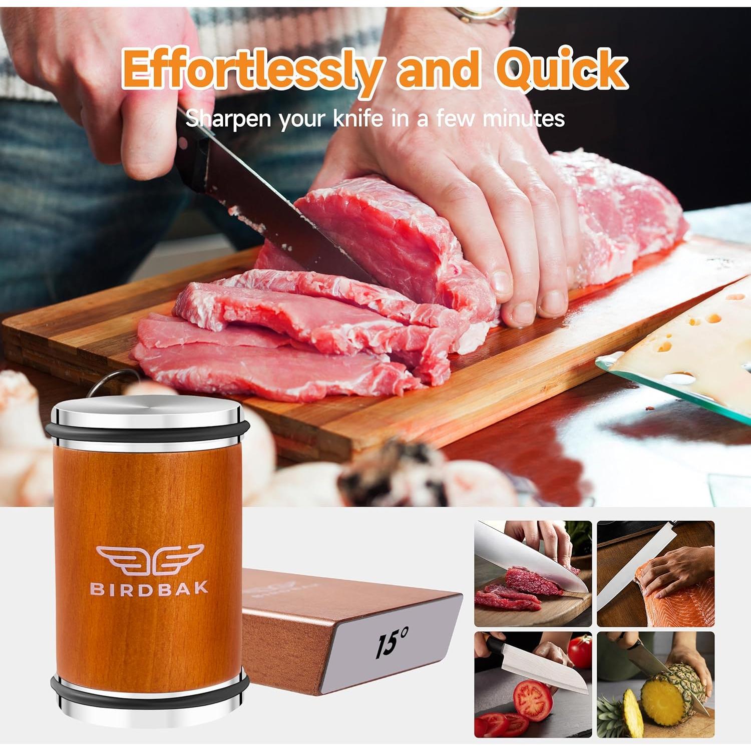 Afilador de Cuchillos BIRDBAK Premium con Diamante y Cerámica
