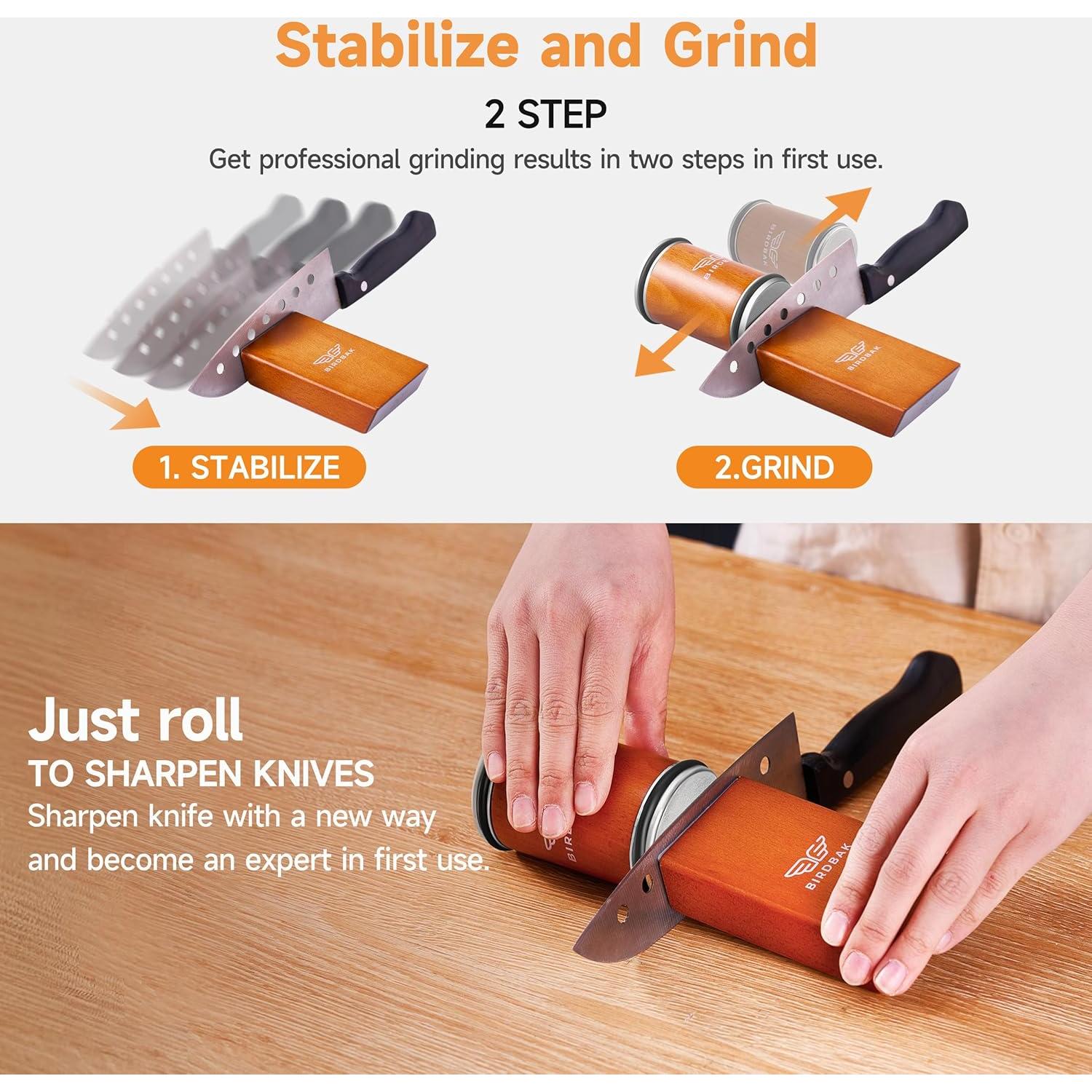 Afilador de Cuchillos BIRDBAK Premium con Diamante y Cerámica
