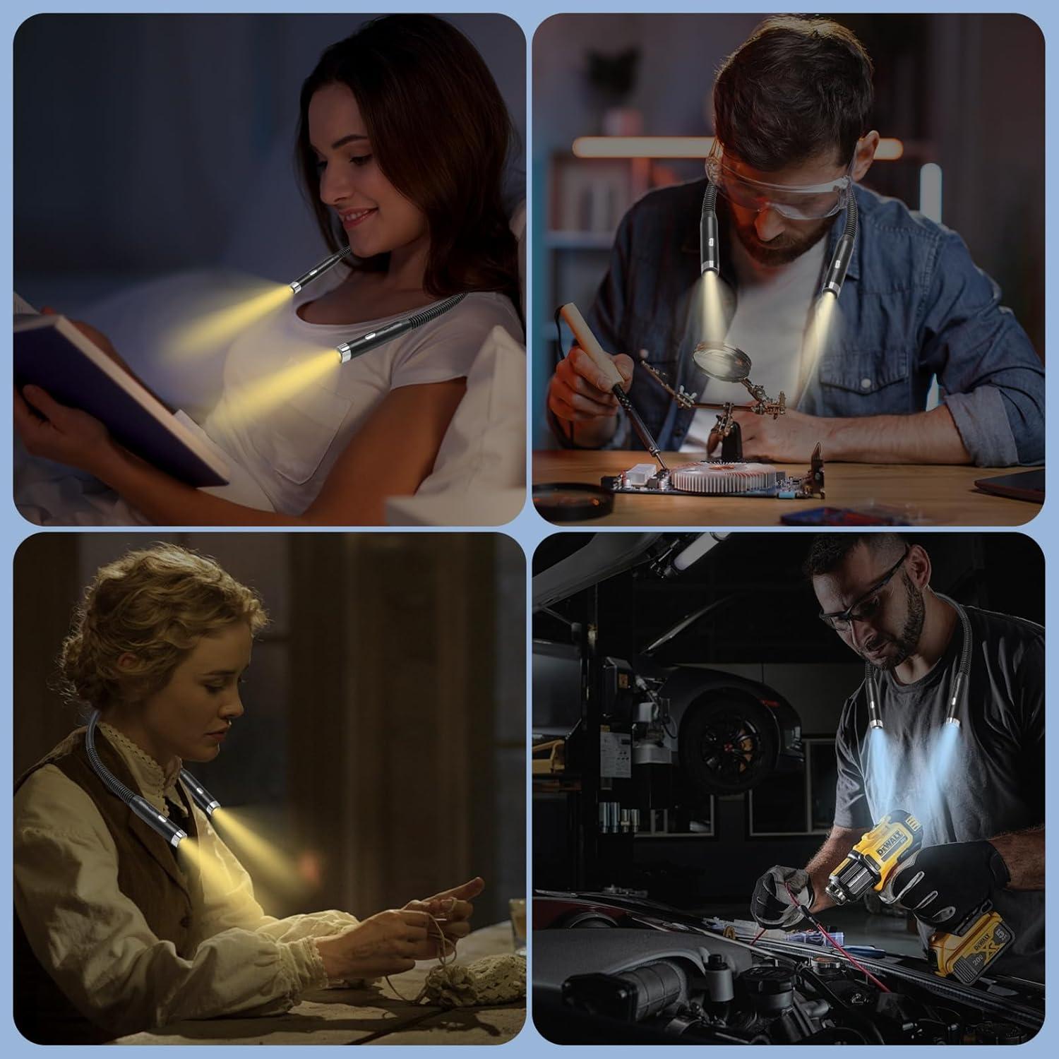 Luz de lectura LED recargable HHUWRUL F4, 3 niveles de brillo