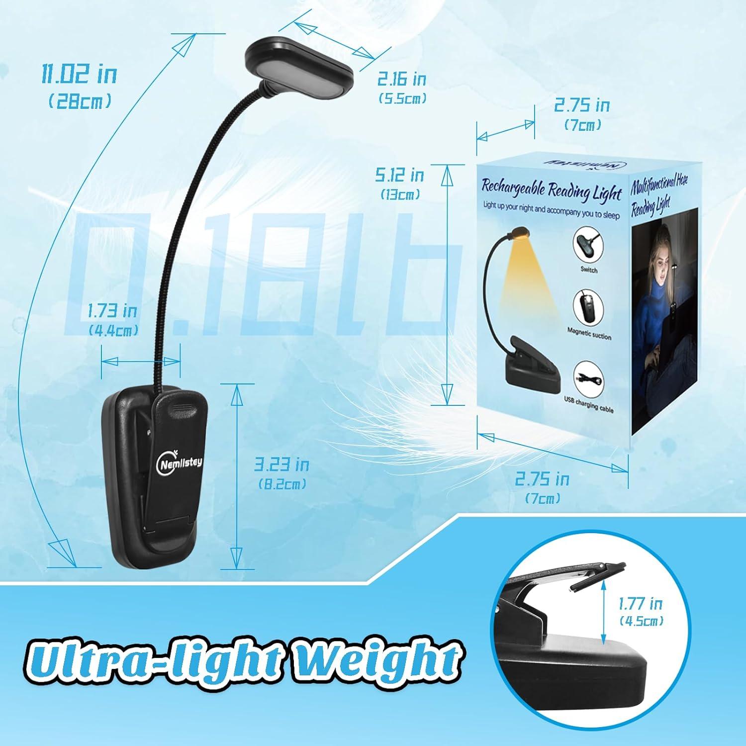 Luz de lectura recargable Nemlistey con 3 temperaturas