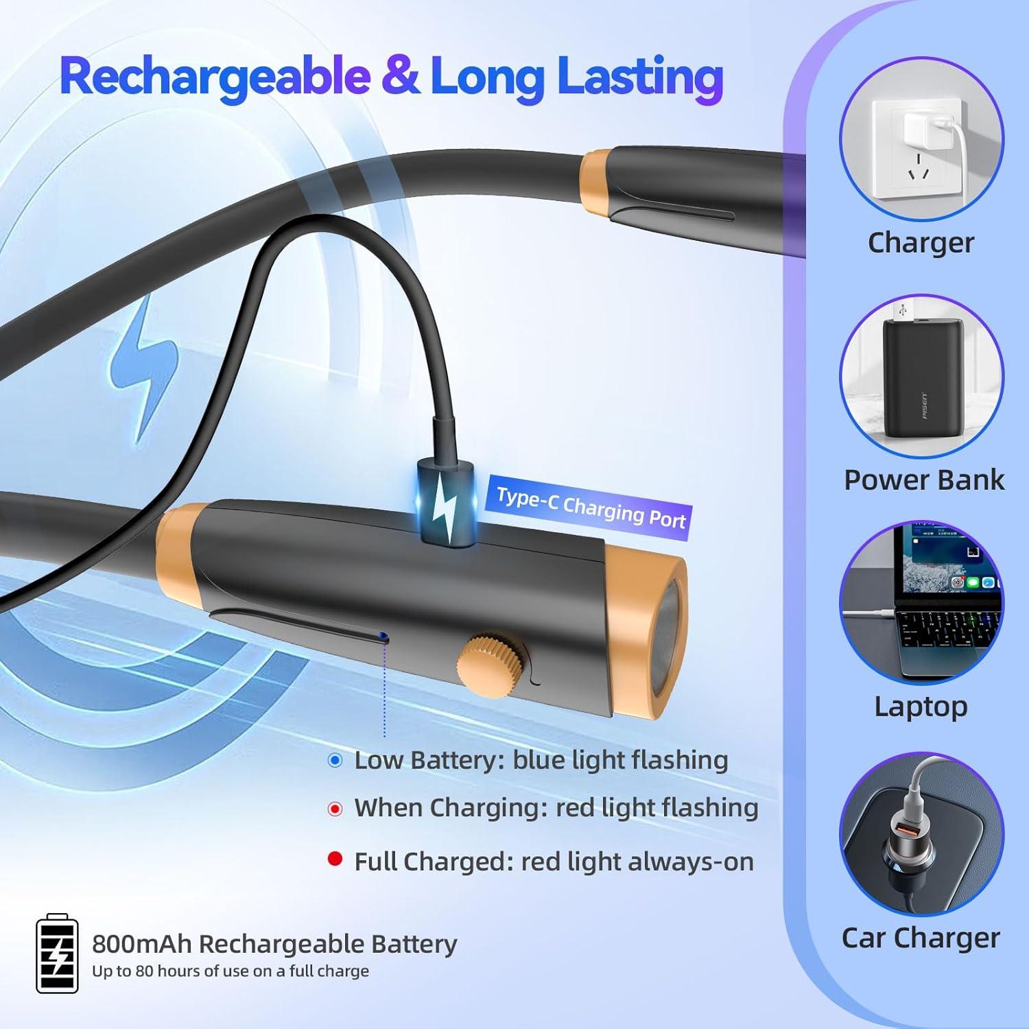 Luz de Cuello LED Conlason Recargable 3 Colores Flexible