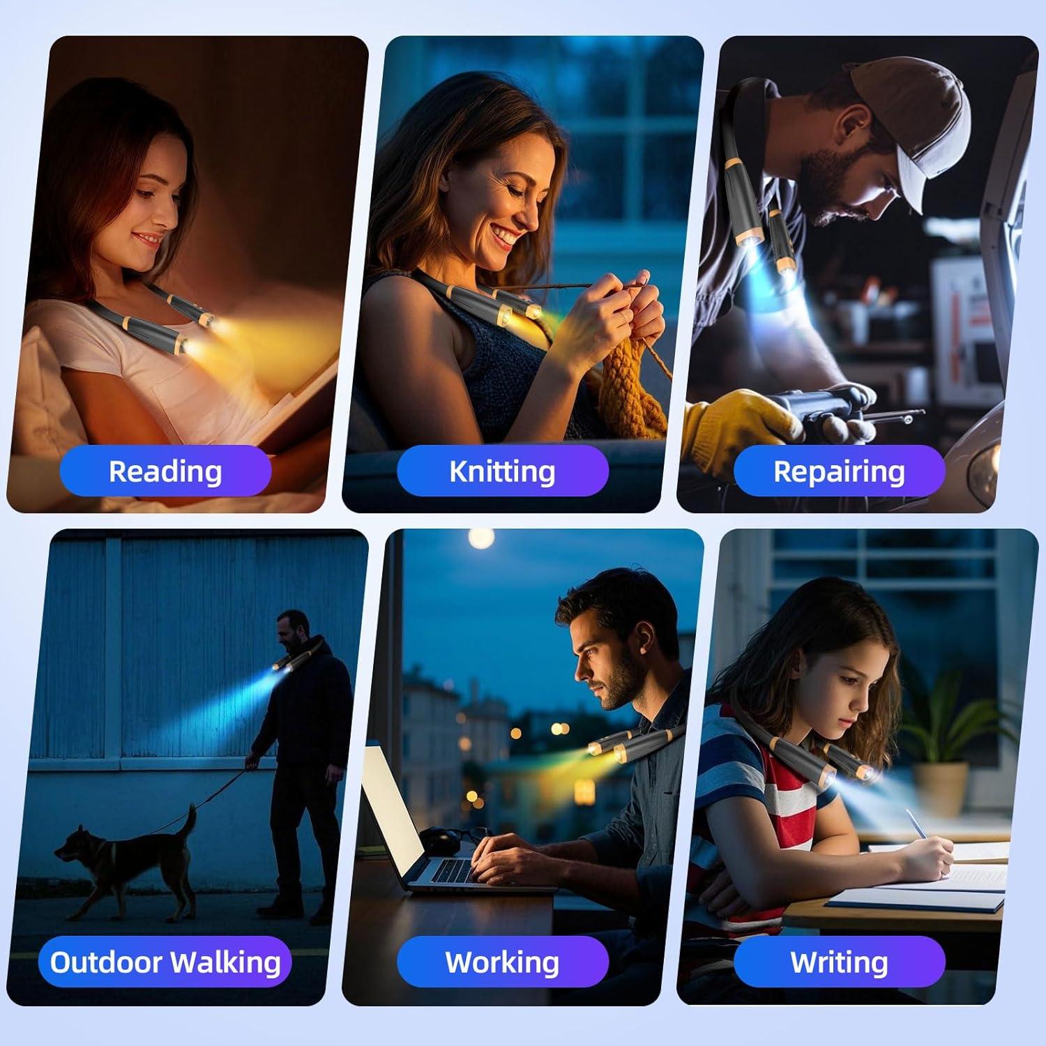 Luz de Cuello LED Conlason Recargable 3 Colores Flexible