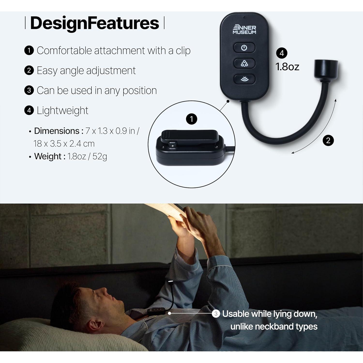 Luz de Libro LED Recargable INNER MUSEUM con Clip y Estuche