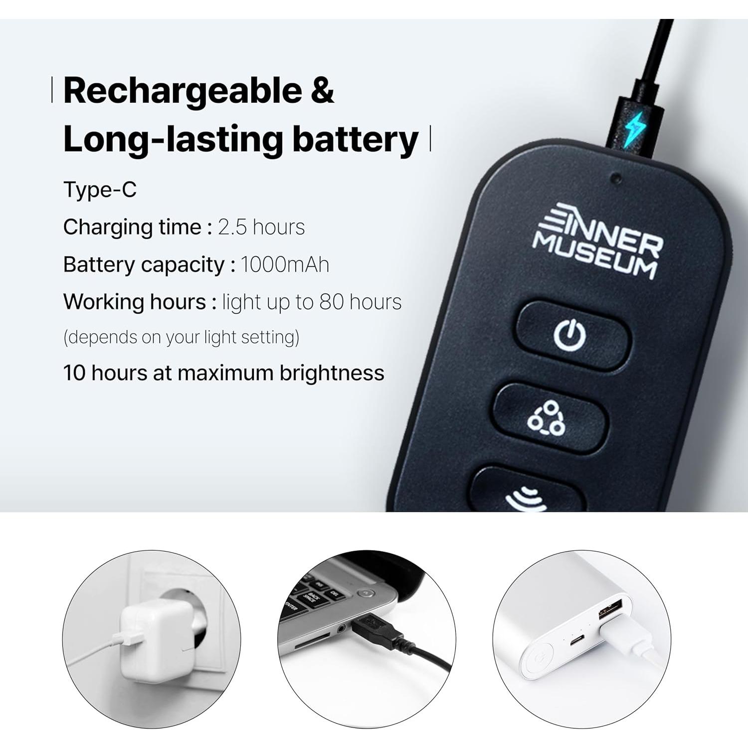 Luz de Libro LED Recargable INNER MUSEUM con Clip y Estuche