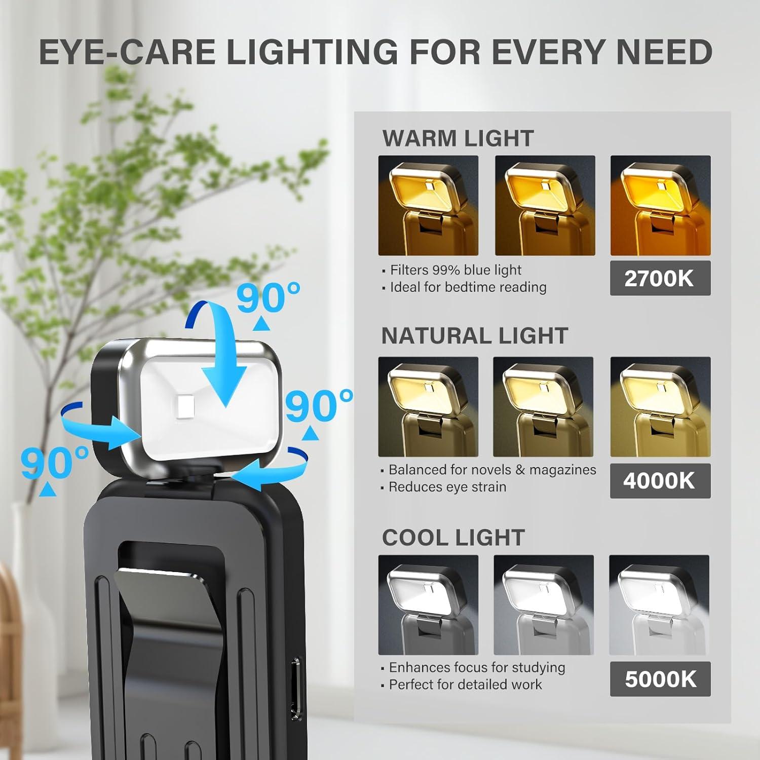 Luz de libro recargable Banghe BT-14 con clip y 9 modos