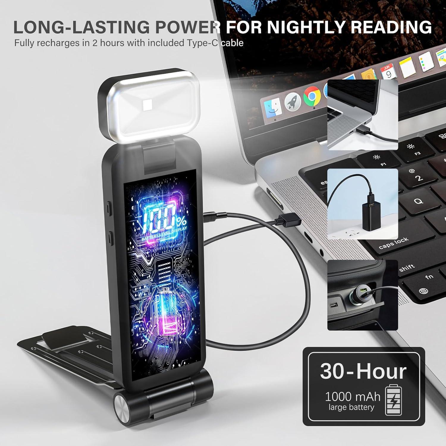 Luz de libro recargable Banghe BT-14 con clip y 9 modos