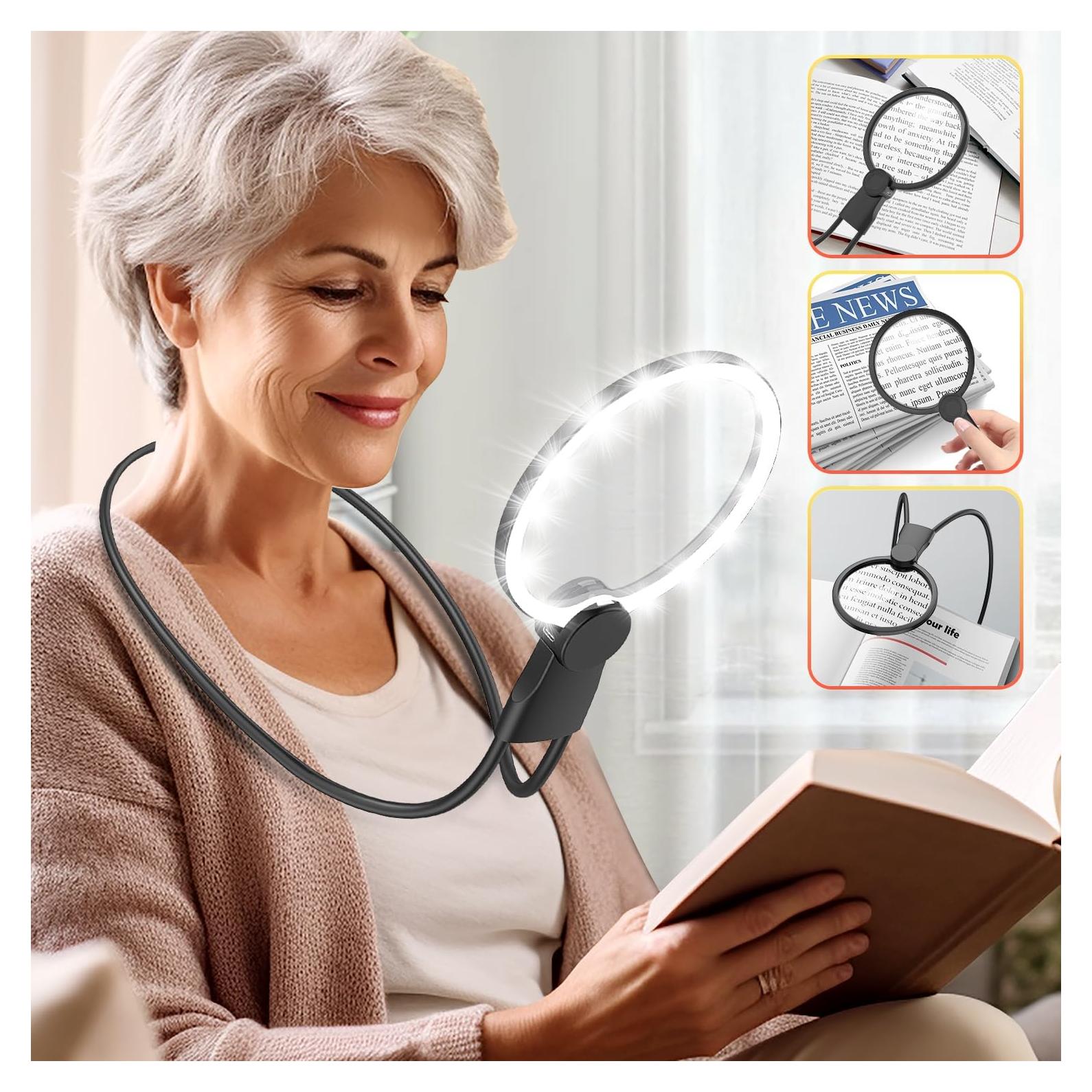 Lupa con Luz LED IMICHI 6X 13 cm Manos Libres para Leer