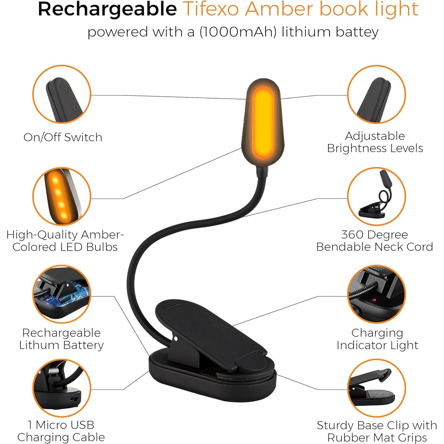 Luz de Lectura Ámbar Recargable con Clip - Shenzhen Yarrae