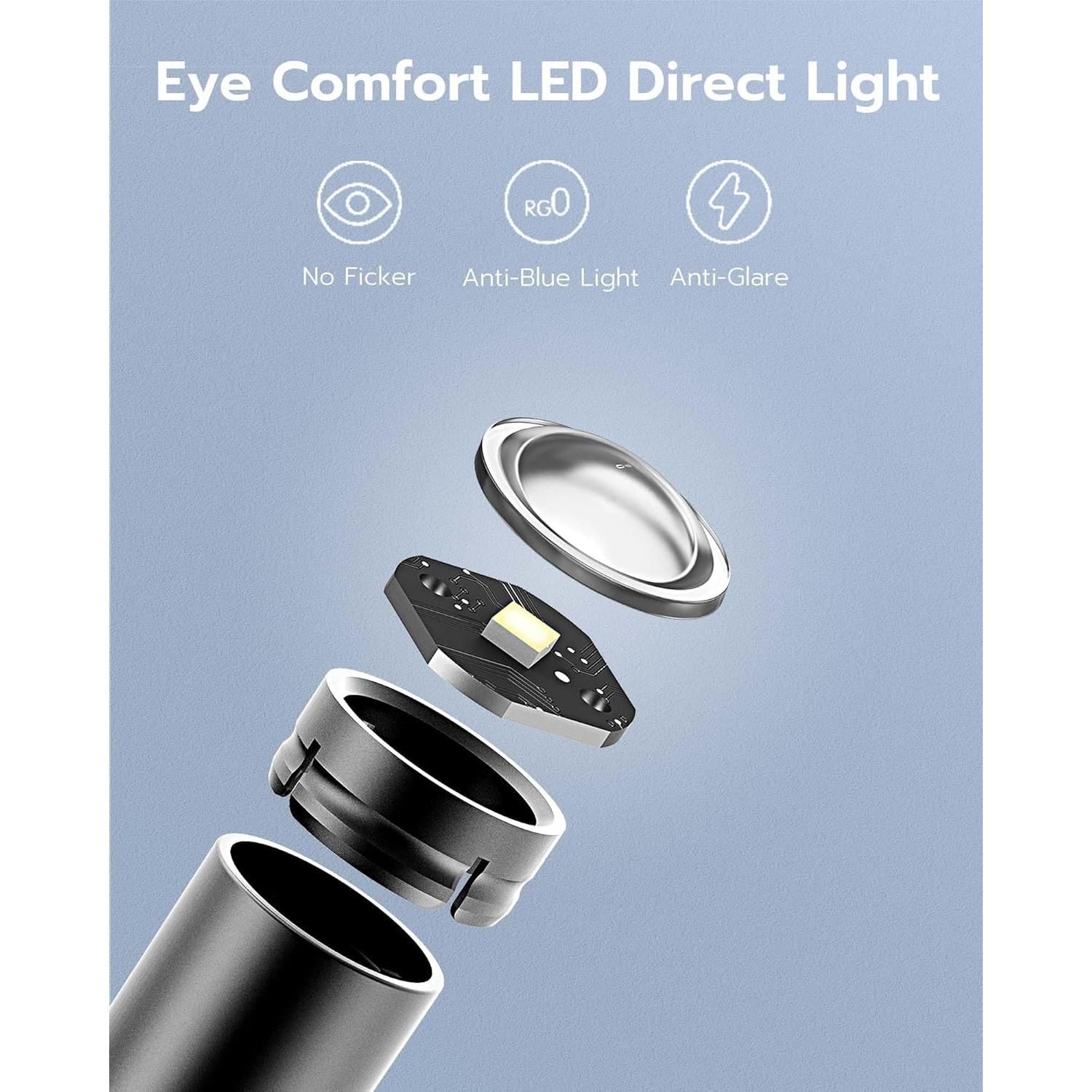 Luz de Lectura para Cuello 86lux, Recargable, 3 Colores, Brillo Ajustable