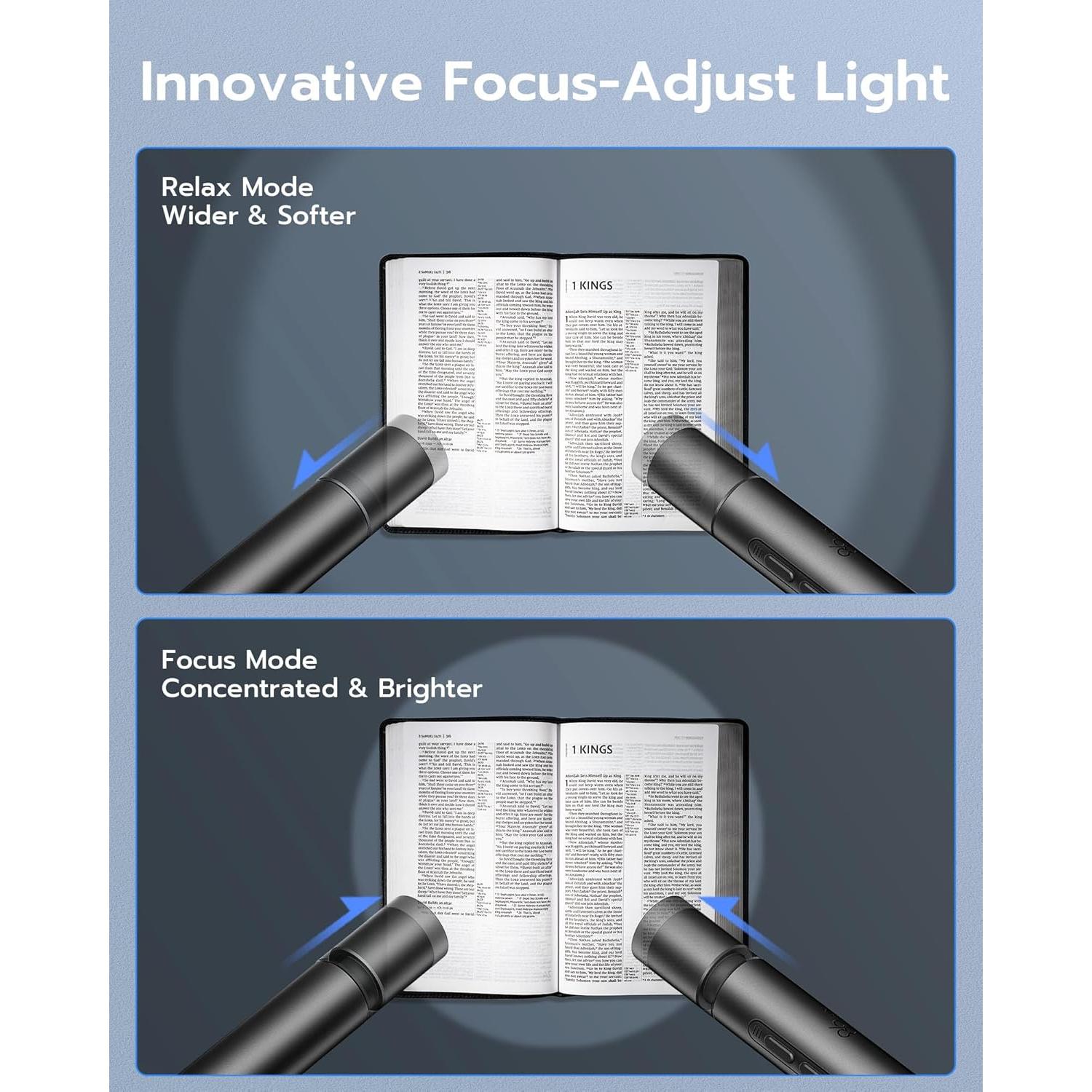 Luz de Lectura para Cuello 86lux, Recargable, 3 Colores, Brillo Ajustable