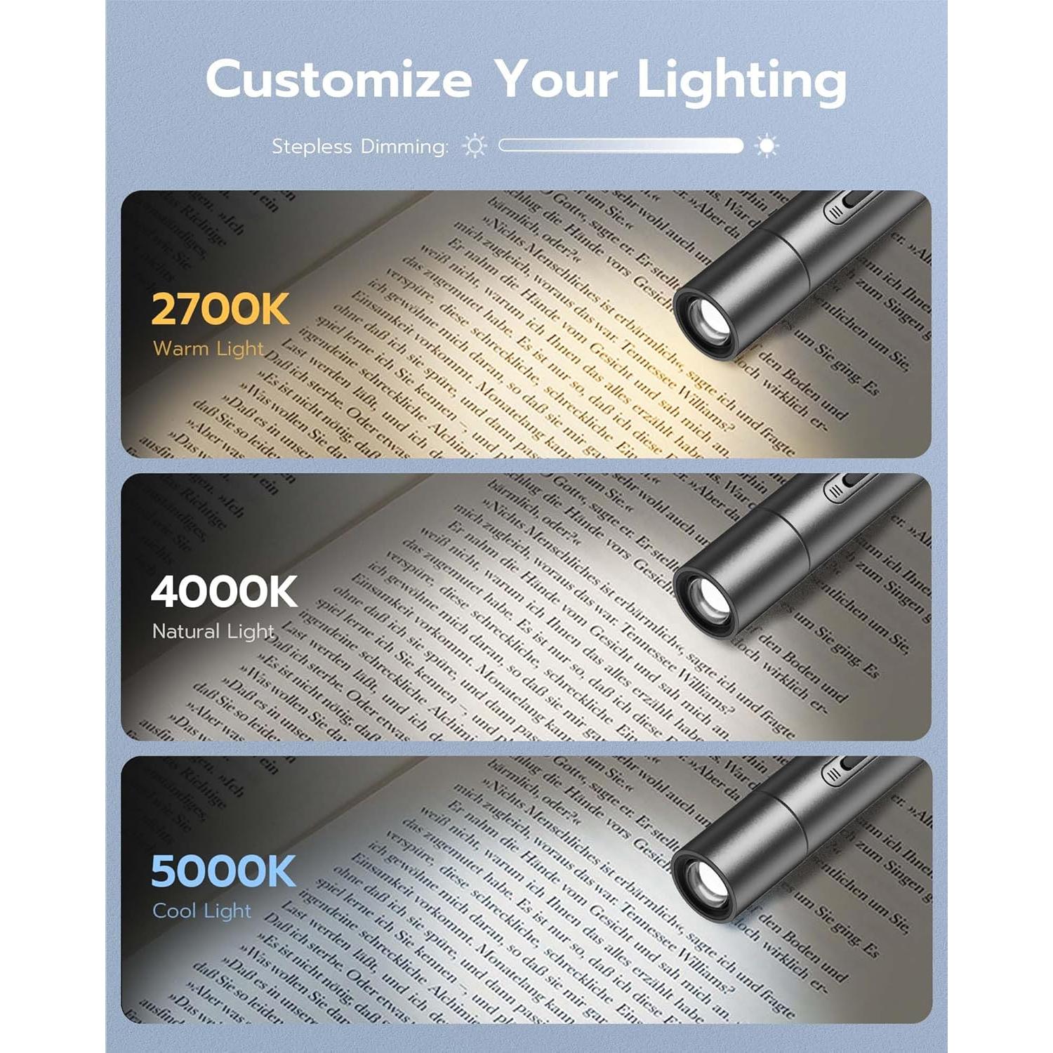 Luz de Lectura para Cuello 86lux, Recargable, 3 Colores, Brillo Ajustable