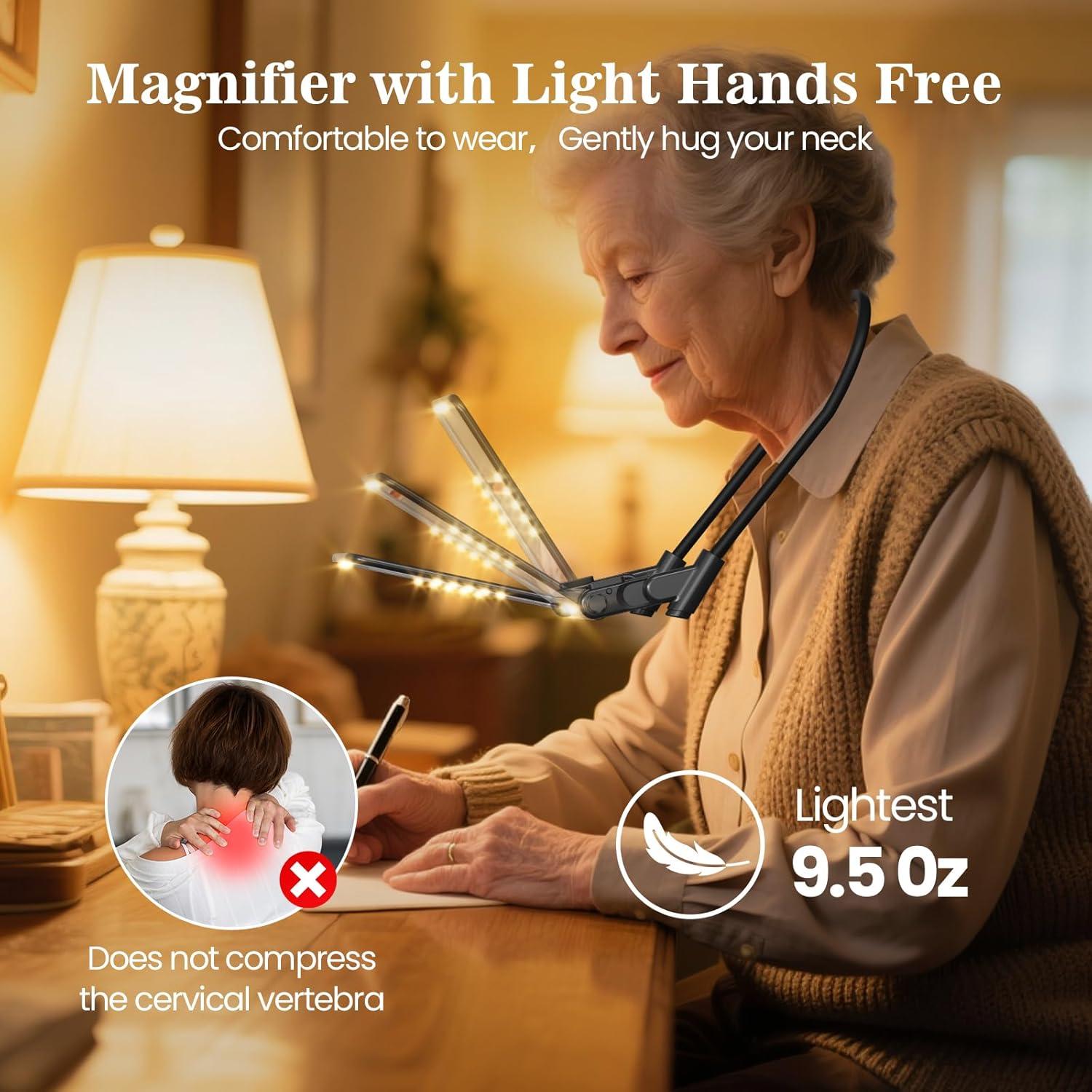 Lupa con Luz Manos Libres TonyEst 3X 16.5x11.9cm Negra