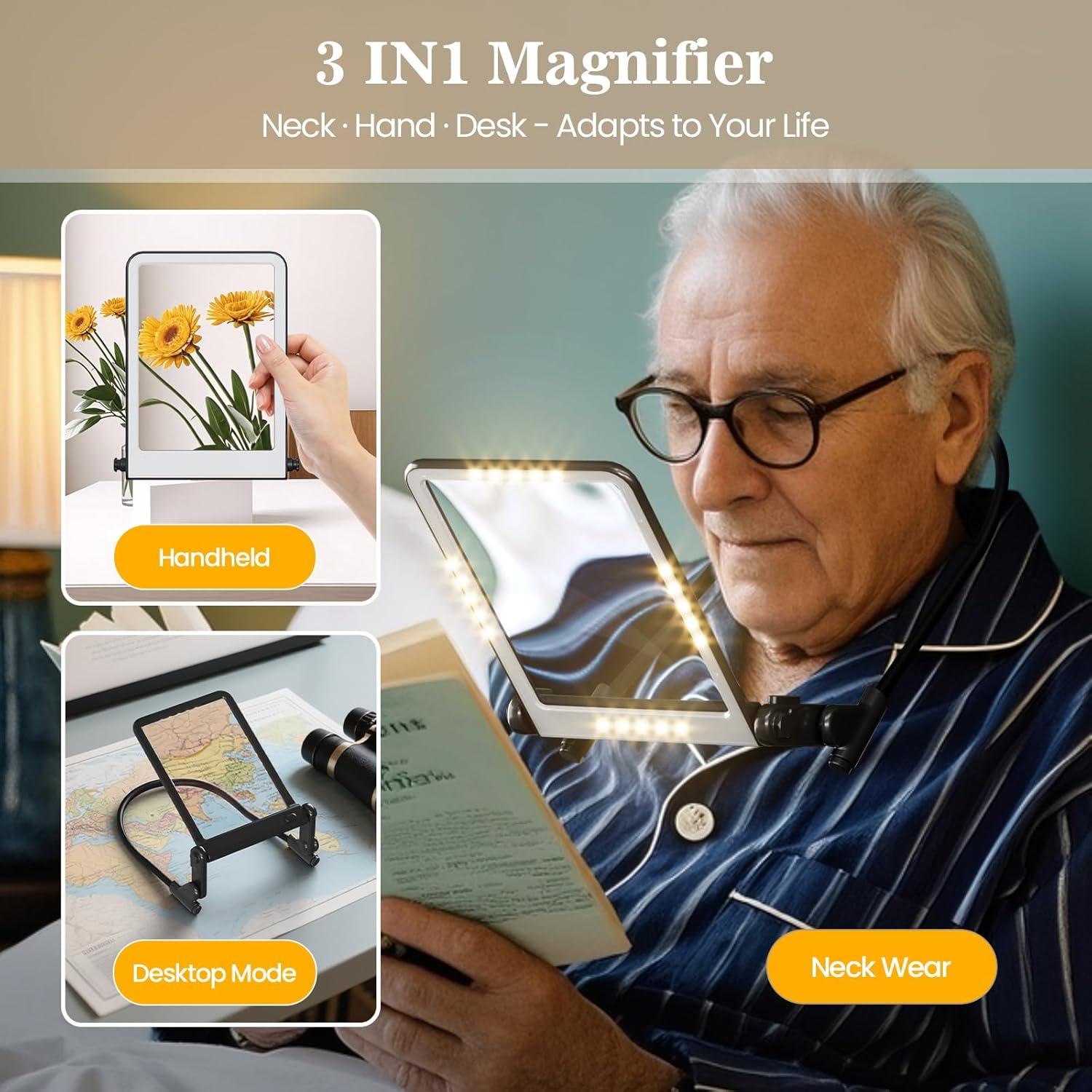 Lupa con Luz Manos Libres TonyEst 3X 16.5x11.9cm Negra