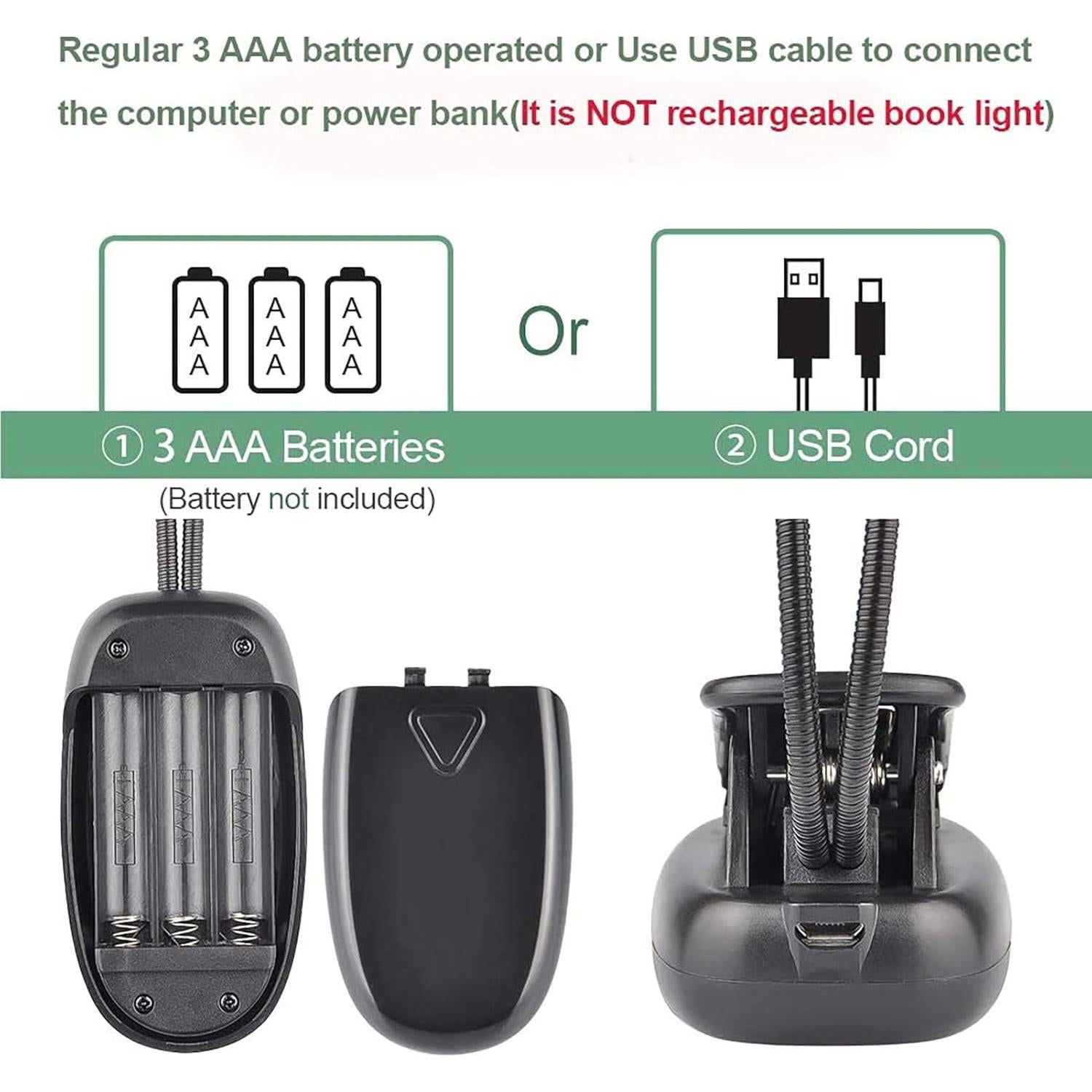 Luz de Libro Clip-on GLORIOUS-LITE 10 LED 3 Colores Ajustables