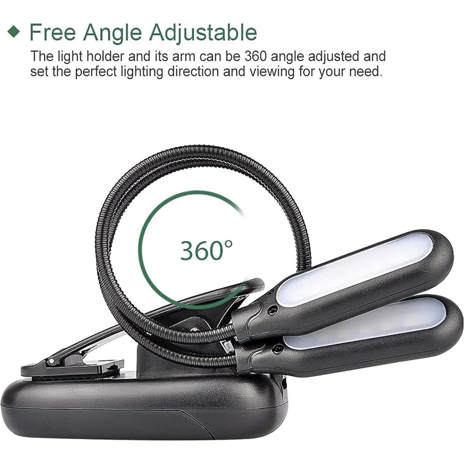 Luz de Libro Clip-on GLORIOUS-LITE 10 LED 3 Colores Ajustables