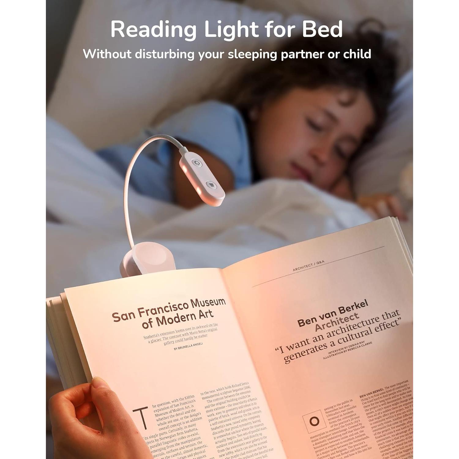 Luz de Lectura EDISHINE Recargable USB con Clip 3 Modos