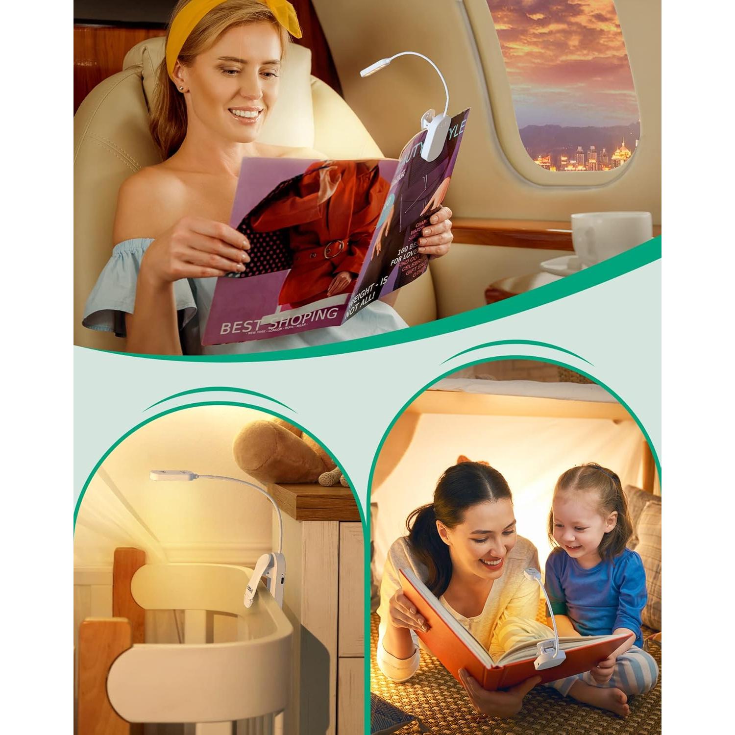 Luz de Lectura EDISHINE Recargable USB con Clip 3 Modos