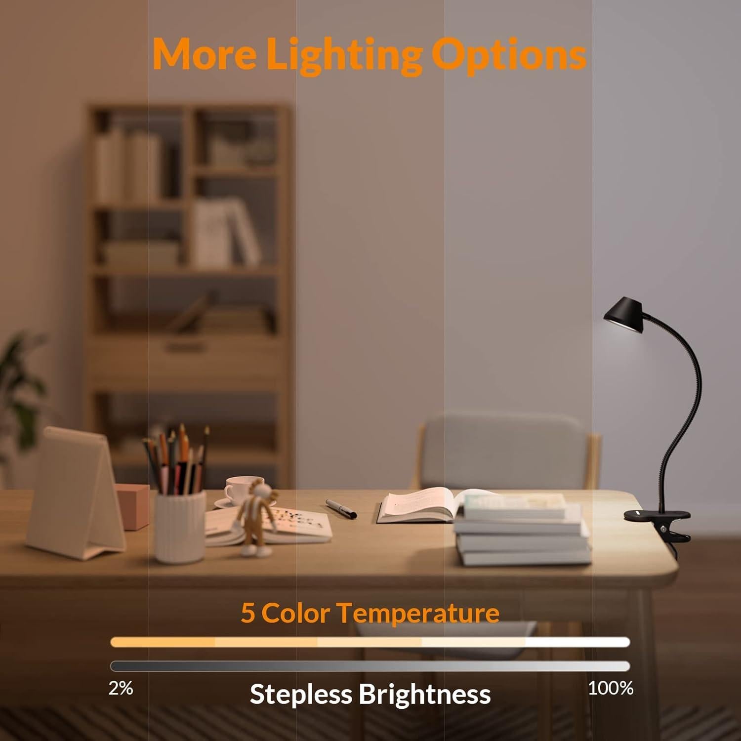 Luz de Lectura Clip LEPOWER 300LM Regulable Negro