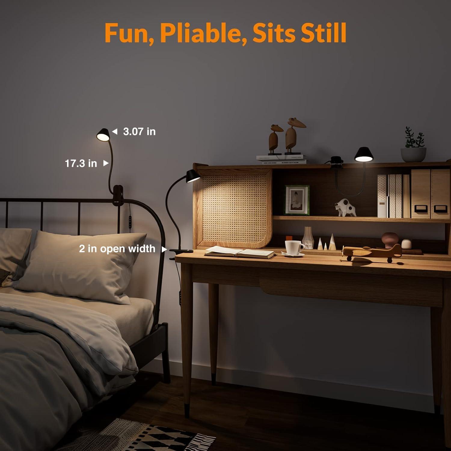 Luz de Lectura Clip LEPOWER 300LM Regulable Negro